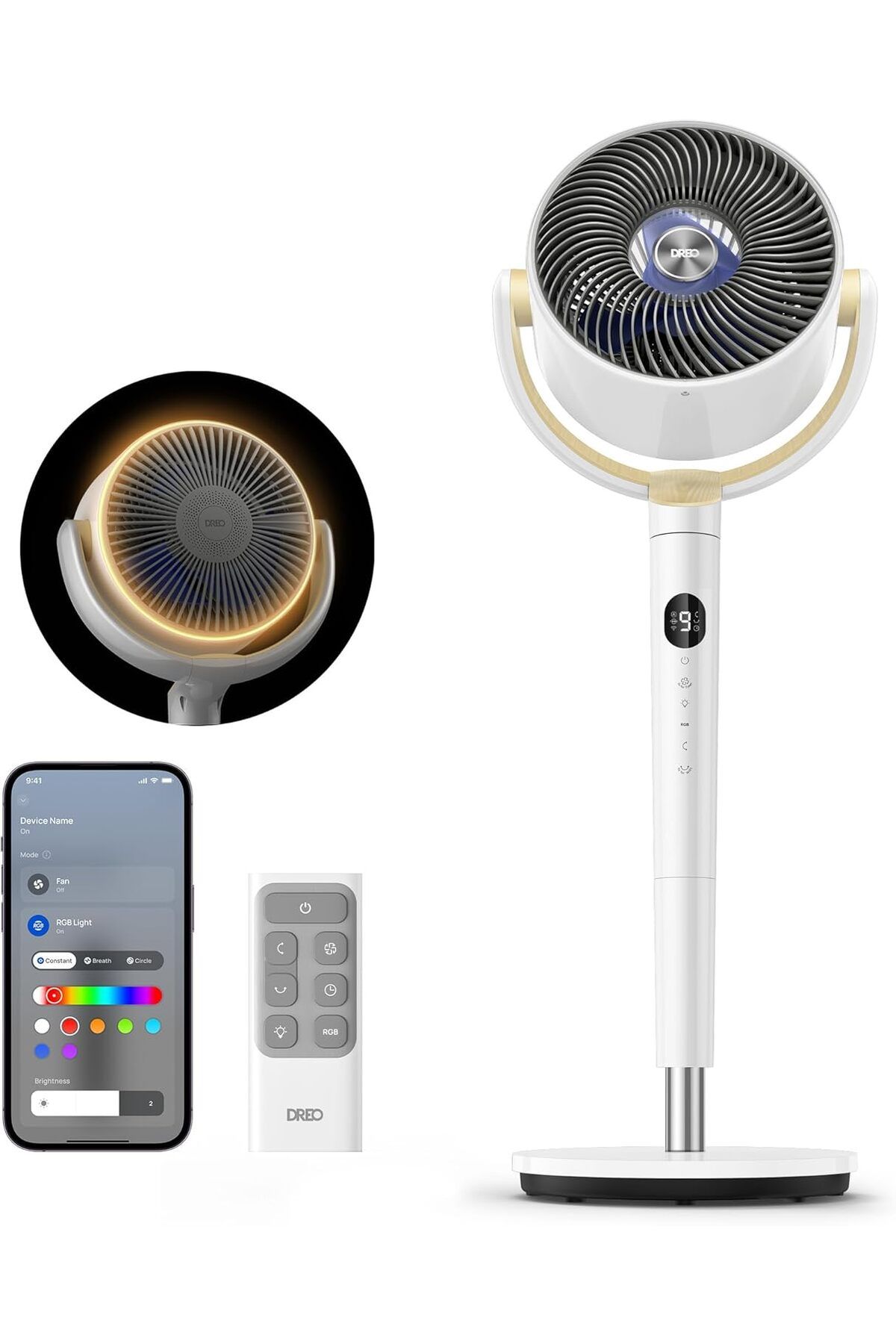 Dreo 40 Inch Akıllı Sessiz Ayaklı Fan, 9 Kademe, Wi-Fi ve Sesli Kontrol