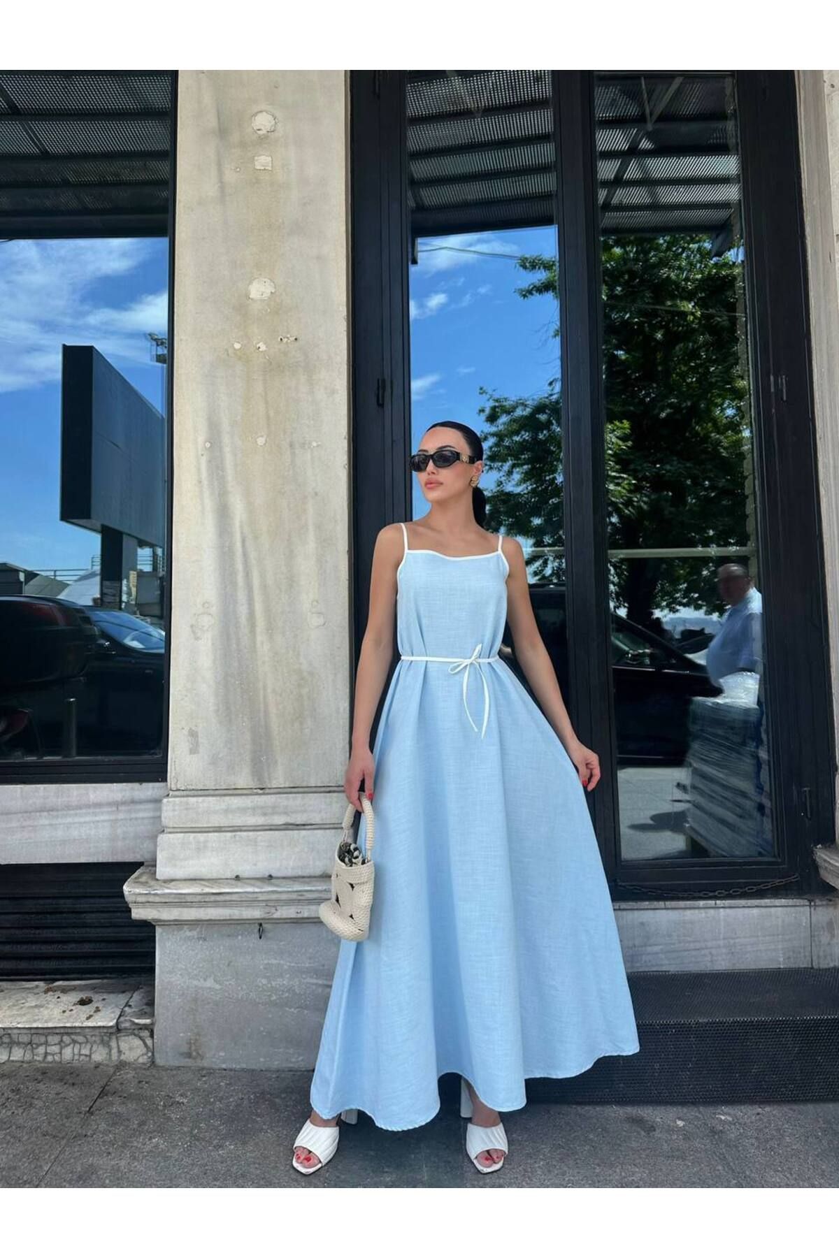 Hotfashion İnce Askılı Biyeli A Kesim Elbise