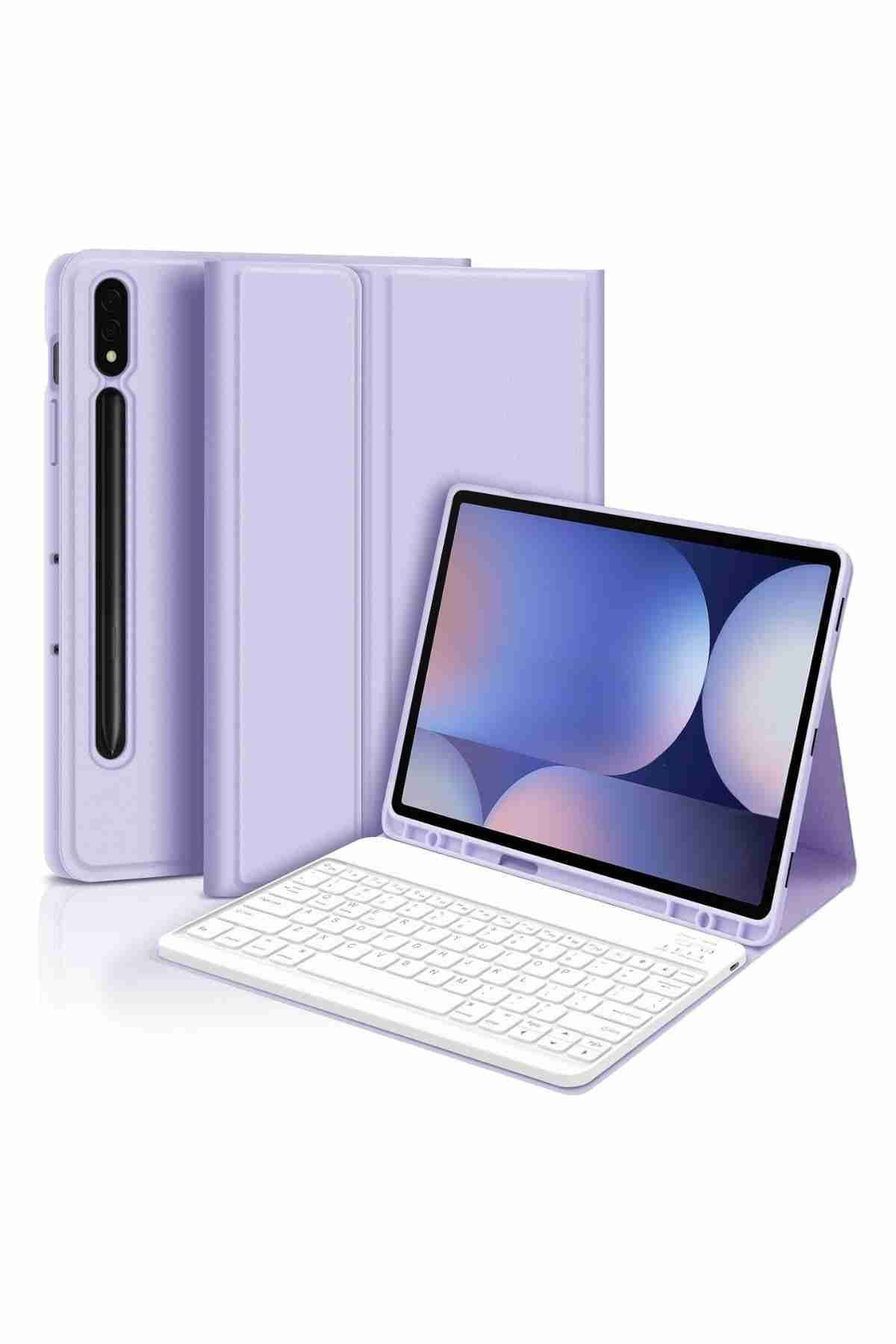 Fuchsia Galaxy Tab S9 Plus / S9 FE Plus Uyumlu 12.4" Klavyeli Tablet Kılıfı