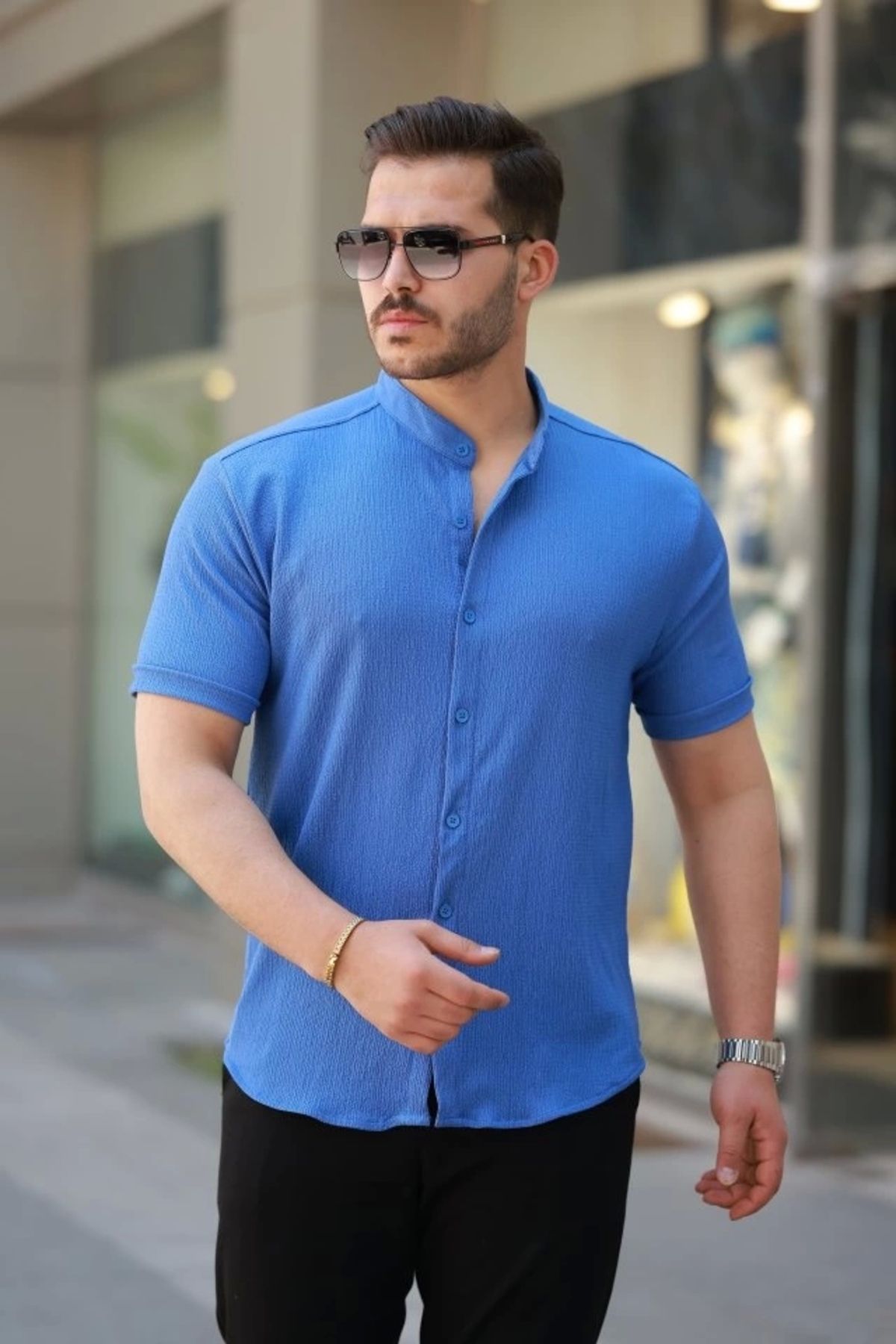 Butik Erkek Hakim Yaka Kısa Kollu Gömlek