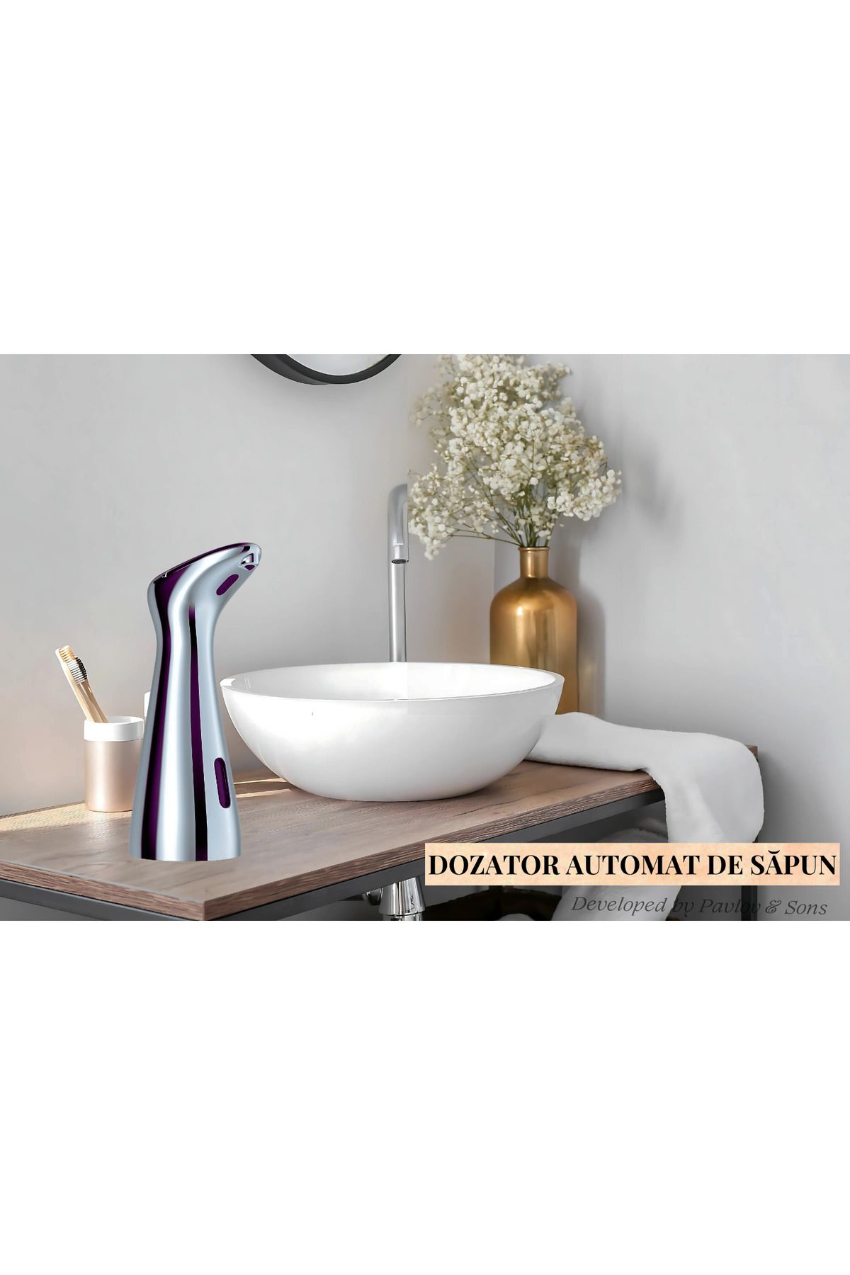ZEQAS-Dozator Automat Săpun Lichid ZEQAS Touchless Senzor, ABS, PC, Impermeabil, Baie, Bucătărie, Argintiu 2