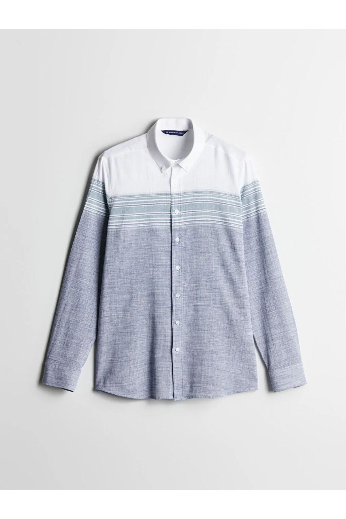 LC Waikiki LCWAIKIKI Classic Indigo Regular Fit Uzun Kollu Armürlü Erkek Gömlek