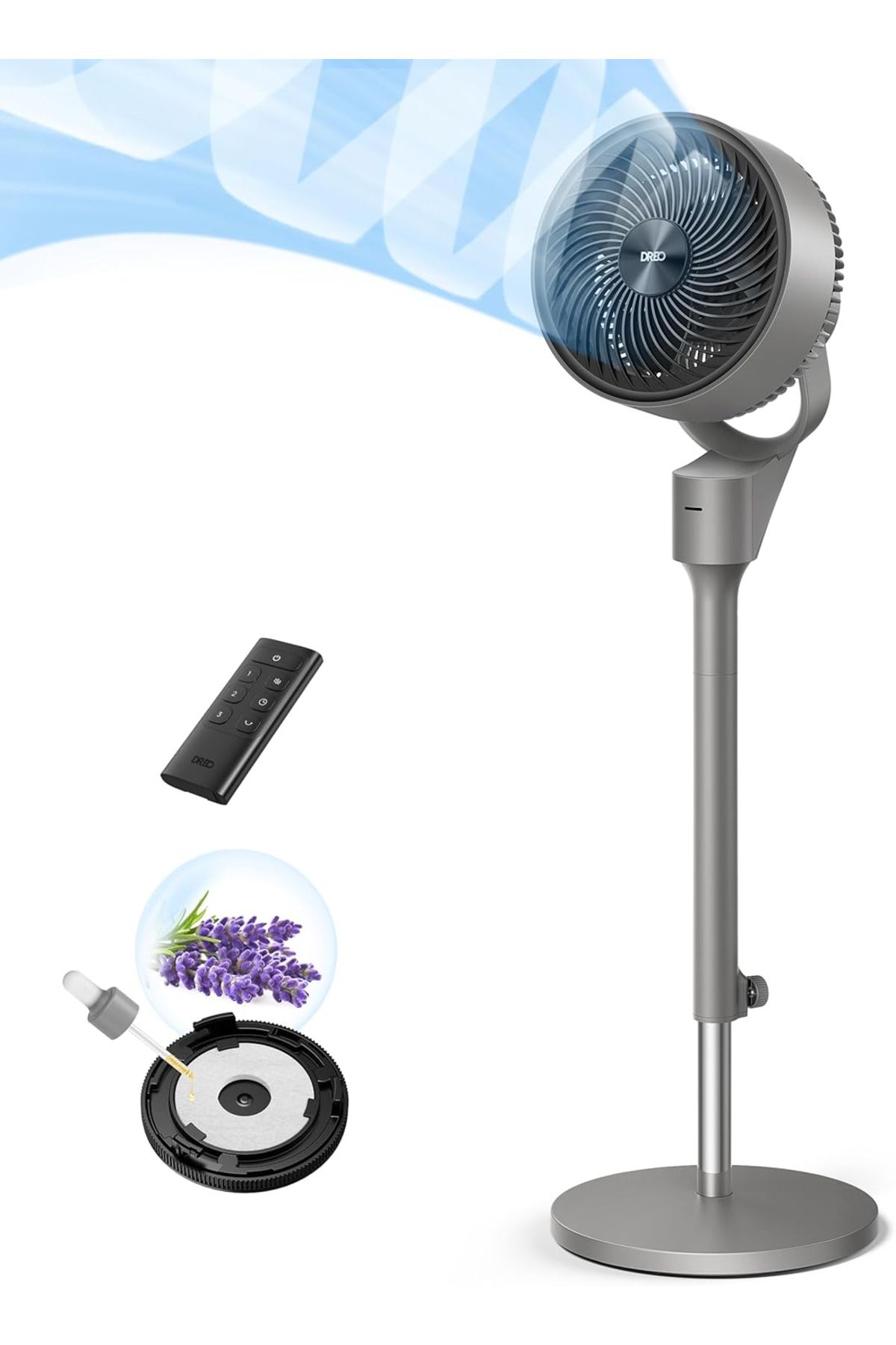 Dreo Sessiz Ayaklı Vantilatör, 25 dB, Yükseklik Ayarlı, Uzaktan Kumandalı, 80° Salınımlı
