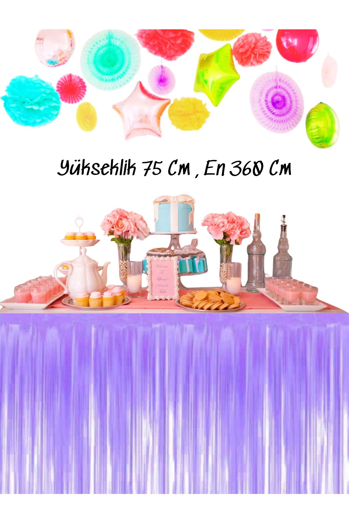 snowparty Metalize Masa Eteği Işıltılı Masa Eteği Doğum Günü Süsü