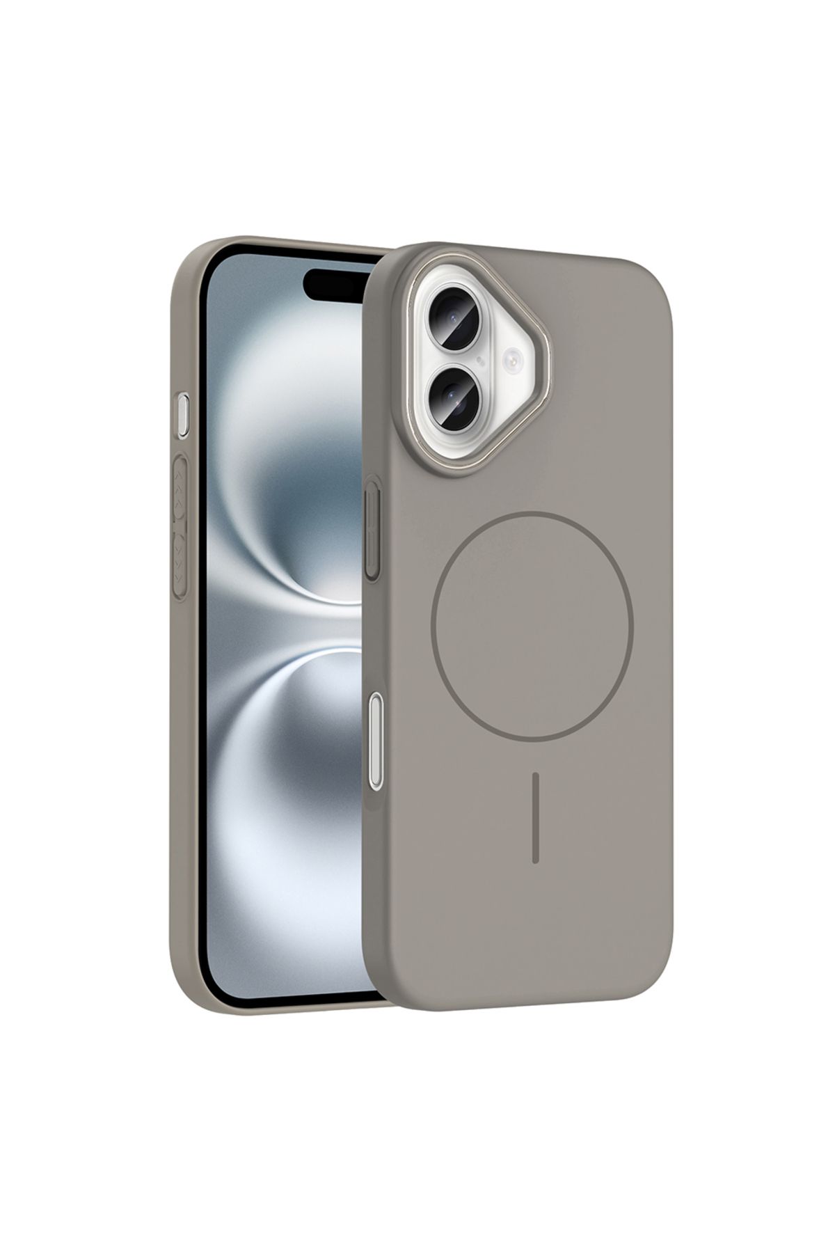 Gpack iPhone 16 Plus uyumlu Kılıf M-Safe Şarj Özellikli Ruby Kapak Gri
