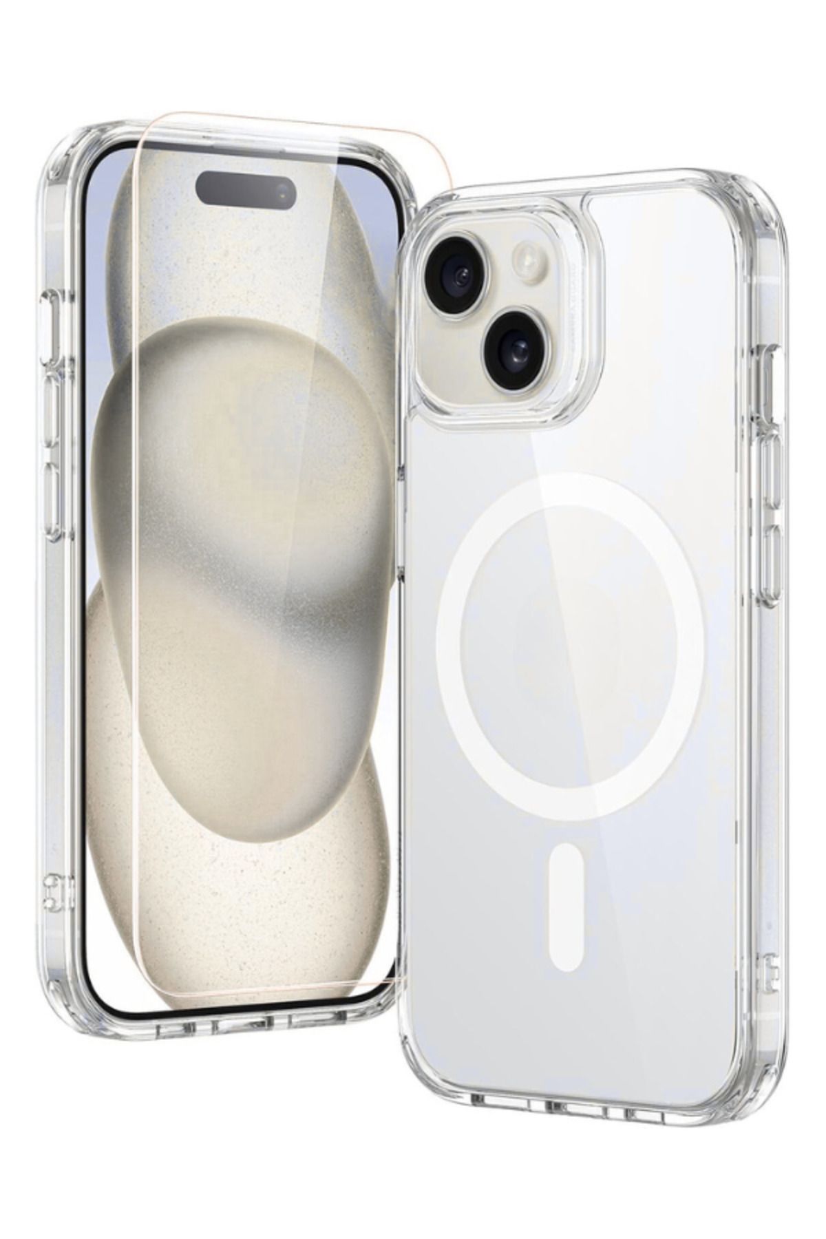 EVAX 1M1C iPhone 14 Plus Uyumlu 1 Magsafe Kılıf & 1 Temperli 9H Cam Ekran Koruyucu