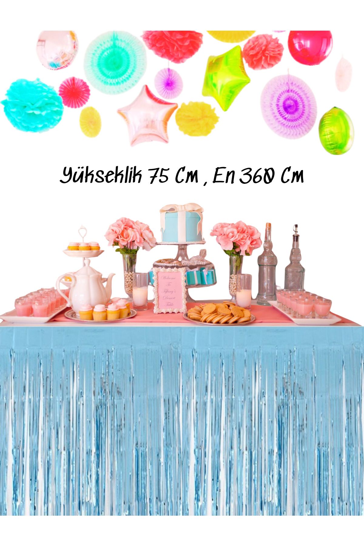 snowparty Metalize Masa Eteği Işıltılı Masa Eteği Doğum Günü Süsü