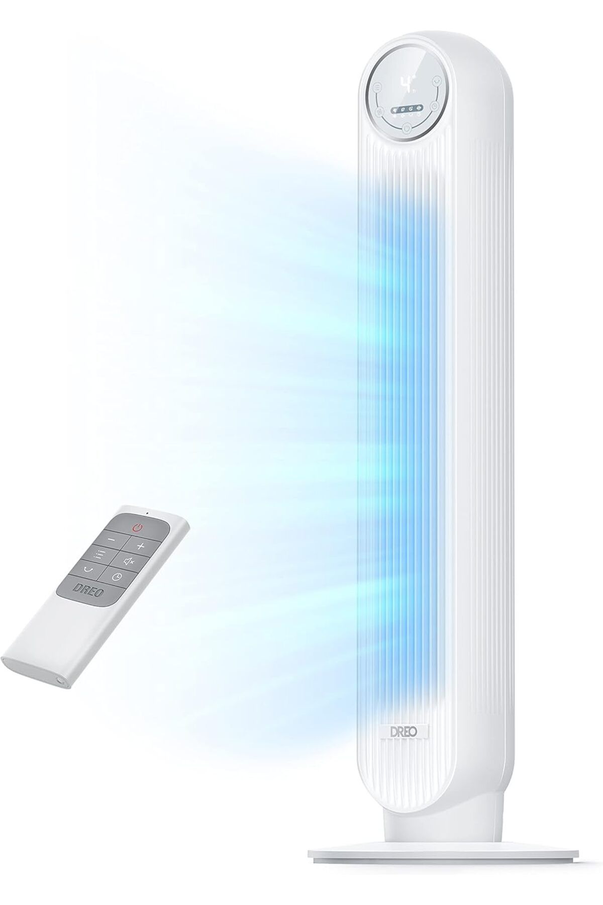 Dreo 28dB Sessiz Kule Fan, Uzaktan Kumandalı, 4 Modlu, 90° Yalpalı, 25ft/s Hızlı