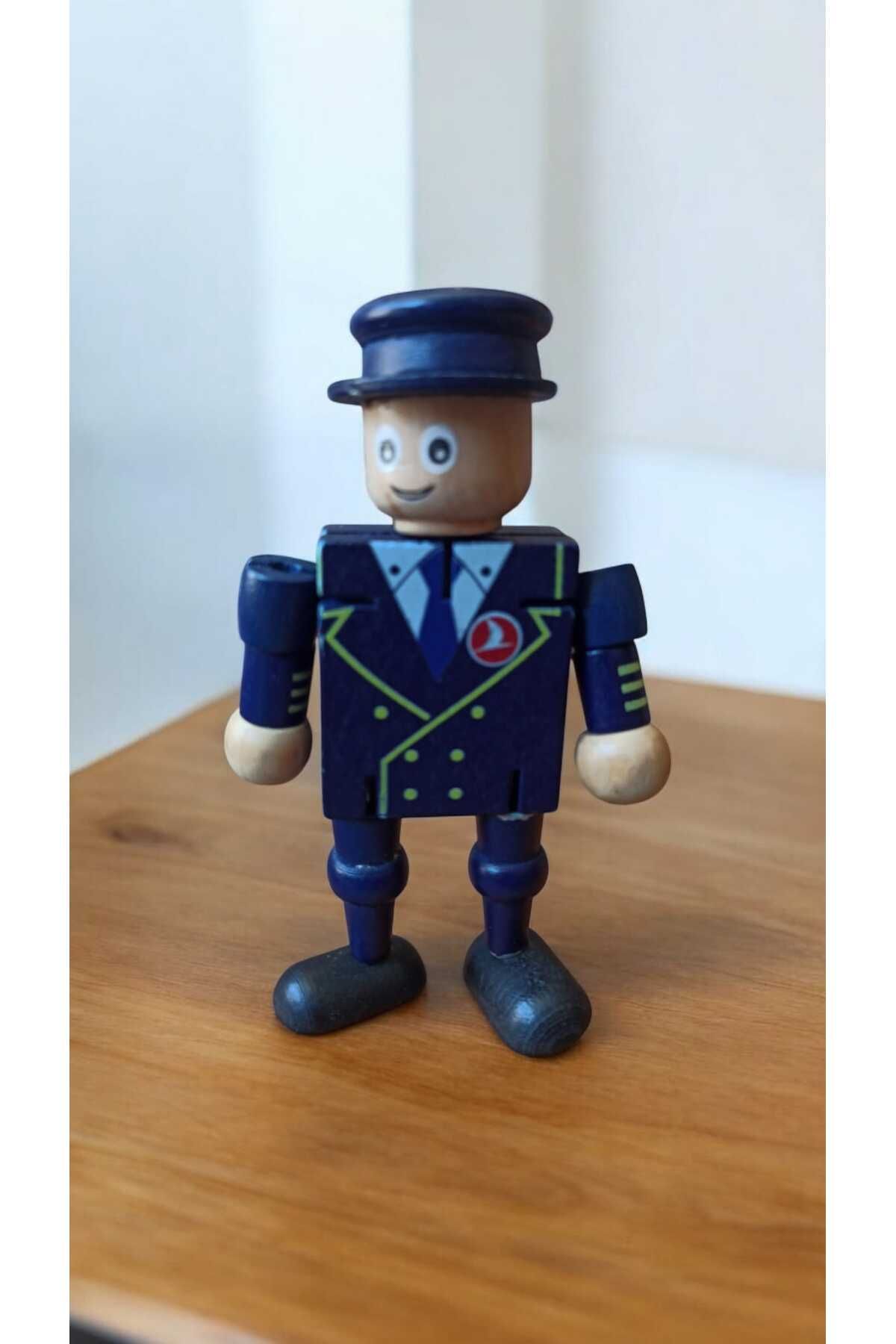 Hureggo vintage orijinal ahşap pilot figür oyuncak & 11 cm
