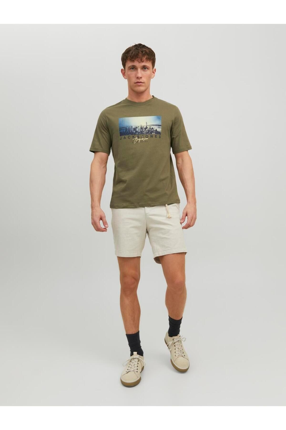 Jack & Jones Erkek Göğüs Fotoğraf Baskılı Tişört - Splash