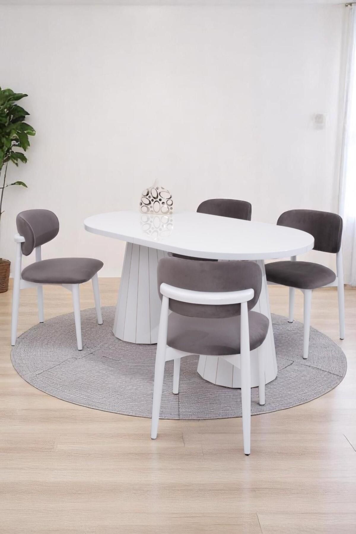 Erezogulları Mobilya Bohem Norte Lak Panel Açılır Yemek Masa Sandalye Takımı 90x160cm