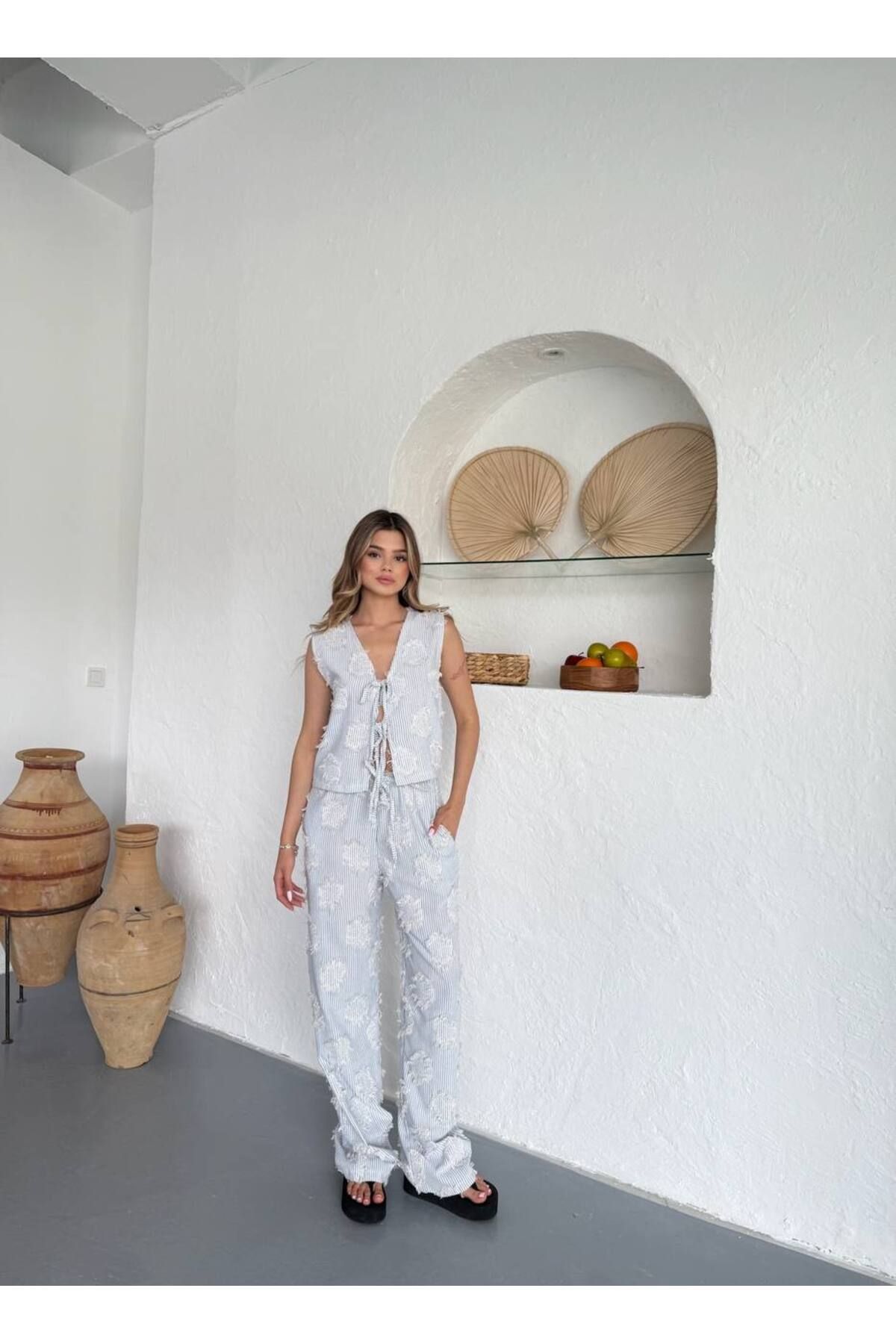 OYERGA MODA Kadın Yelekli Pantolonlu İkili Takım