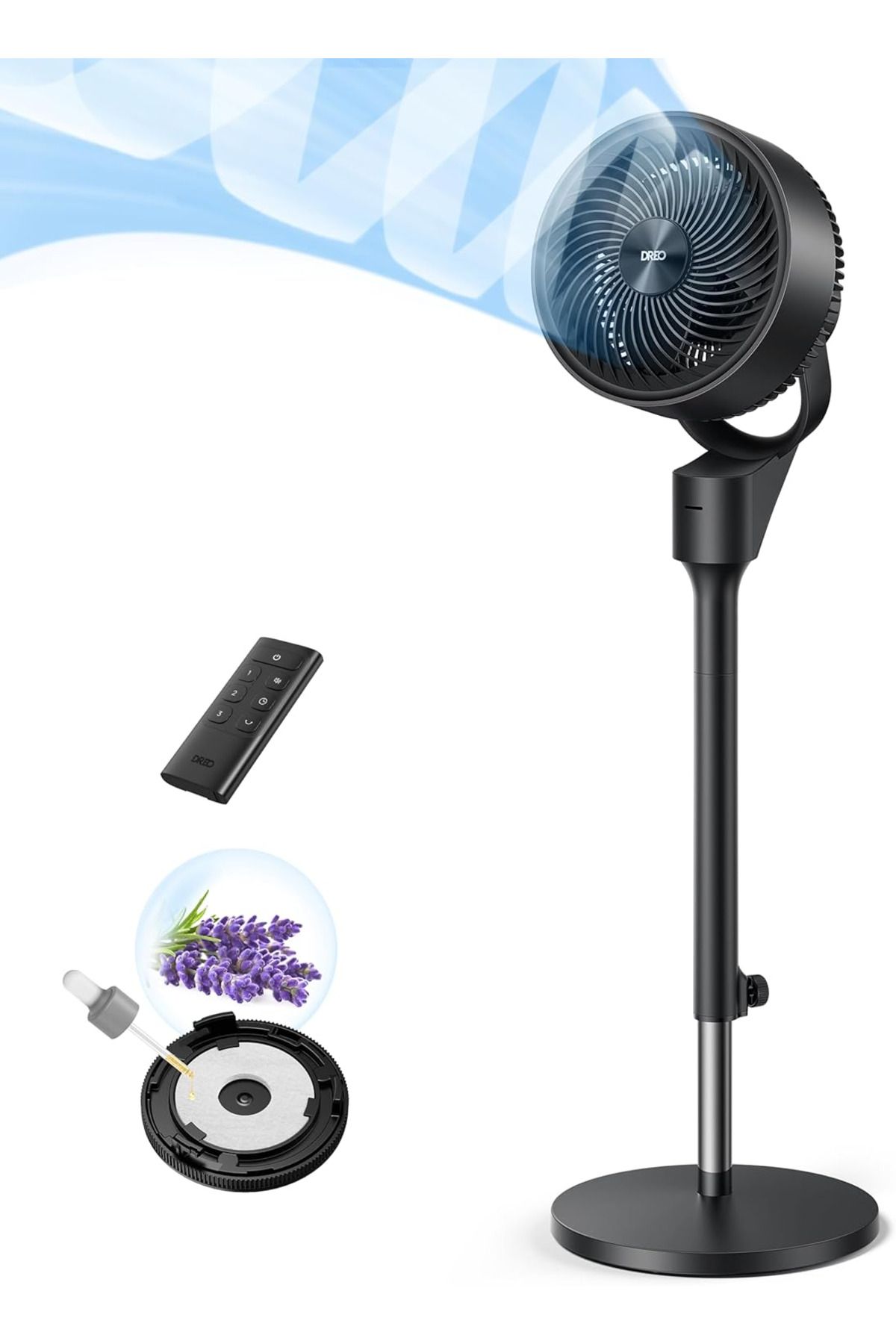 Dreo Sessiz Ayaklı Vantilatör, 25 dB, Yükseklik Ayarlı, Uzaktan Kumandalı, 80° Salınımlı