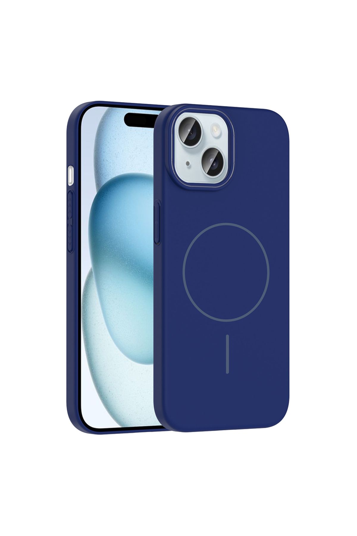 Gpack iPhone 15 uyumlu Kılıf M-Safe Şarj Özellikli Ruby Kapak Lacivert