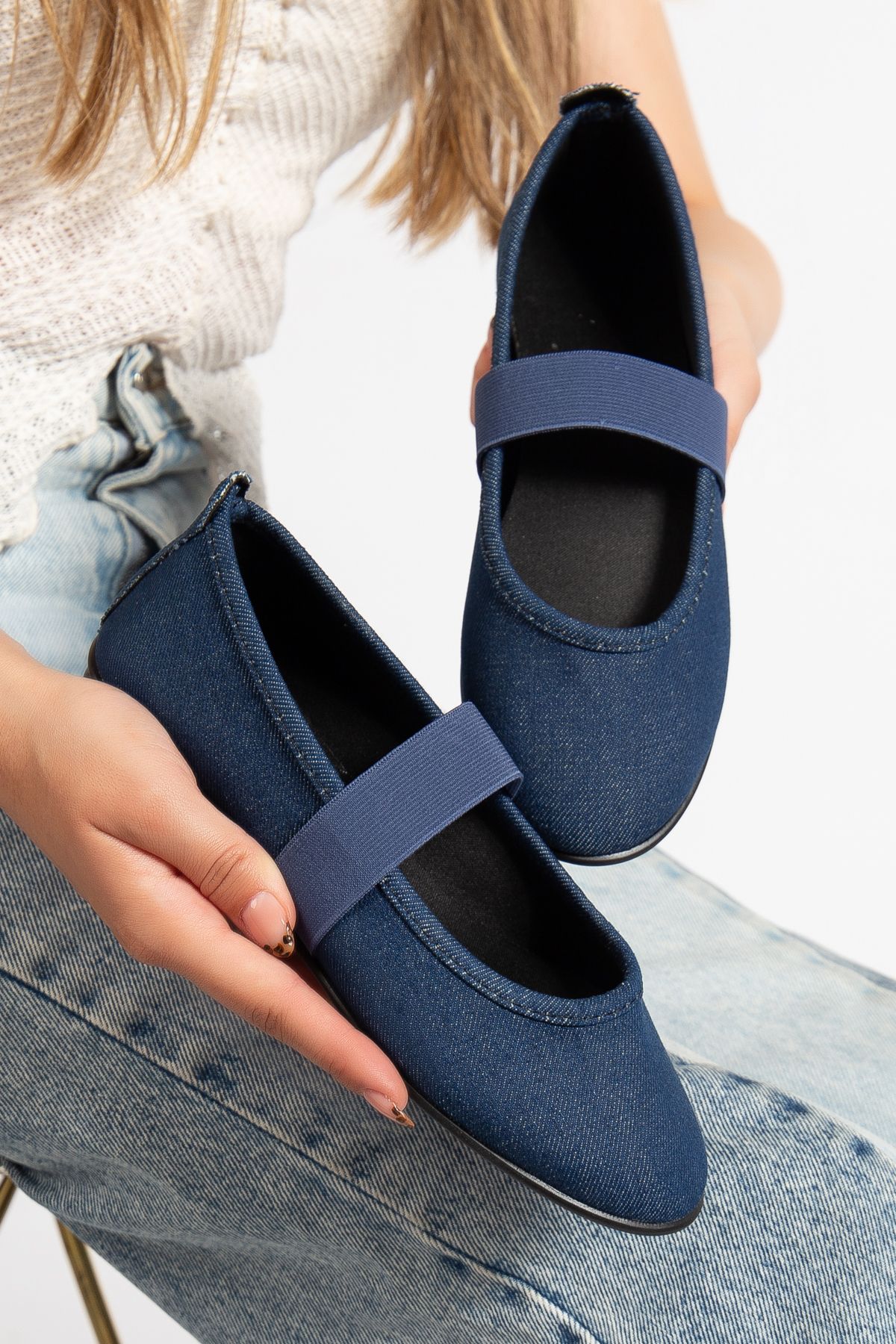 Odal Shoes Lastik Bantlı Yuvarlak Burun Ortopedik Kadın Günlük Babet Ayakkabı