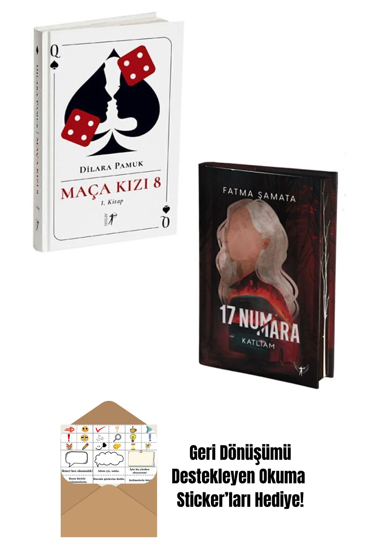 Artemis Yayınları Maça Kızı 8 + 17 Numara 2 Kitap Set + Okuma Sticker'ları