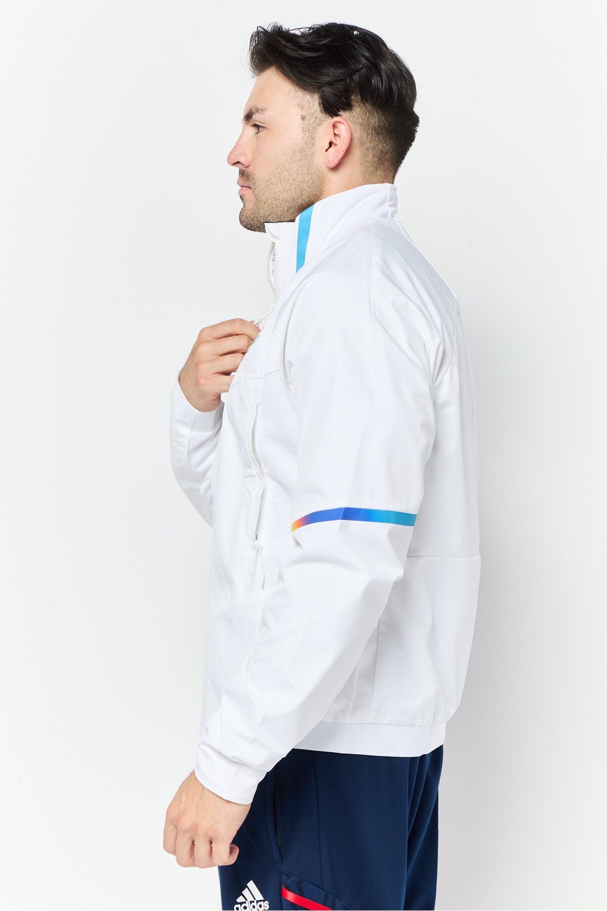 adidas-Men Sportswear Fit Long Sleeve Football Jackets, White 3
