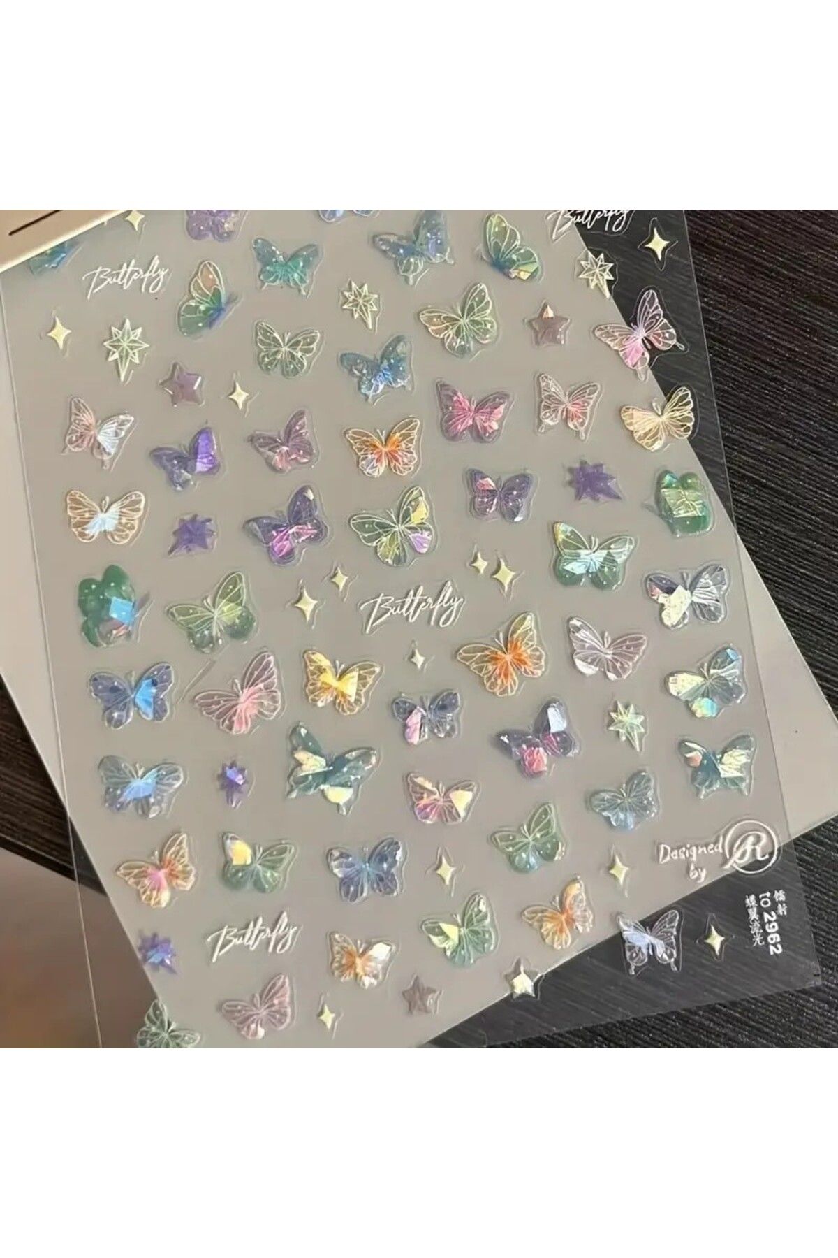 Rediquis Rüya Kelebeği Sticker Seti, Plastik Kendinden Yapışkanlı El ve Ayak Takma Tırnağı için