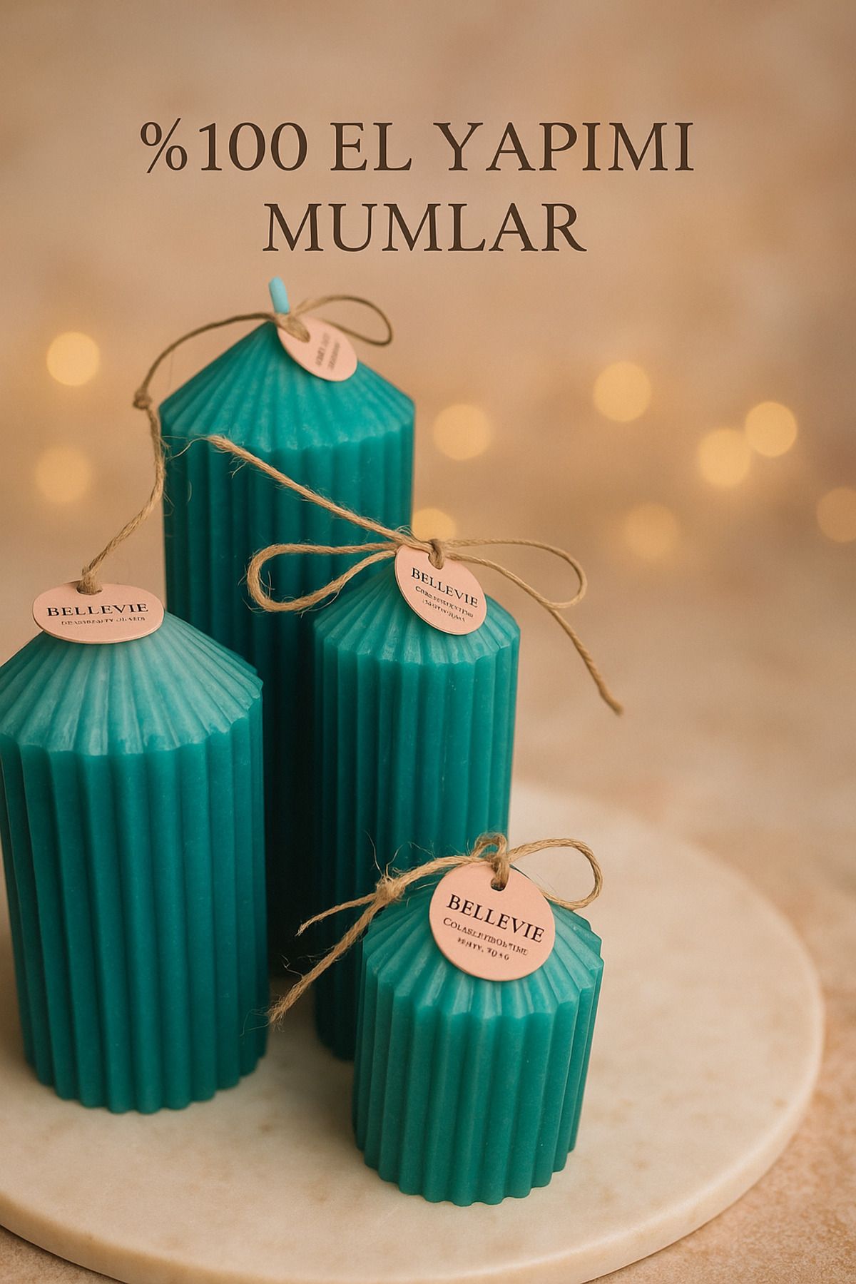 Handmade Dekoratif mumlar 4'lu mum seti doğal el yapımı