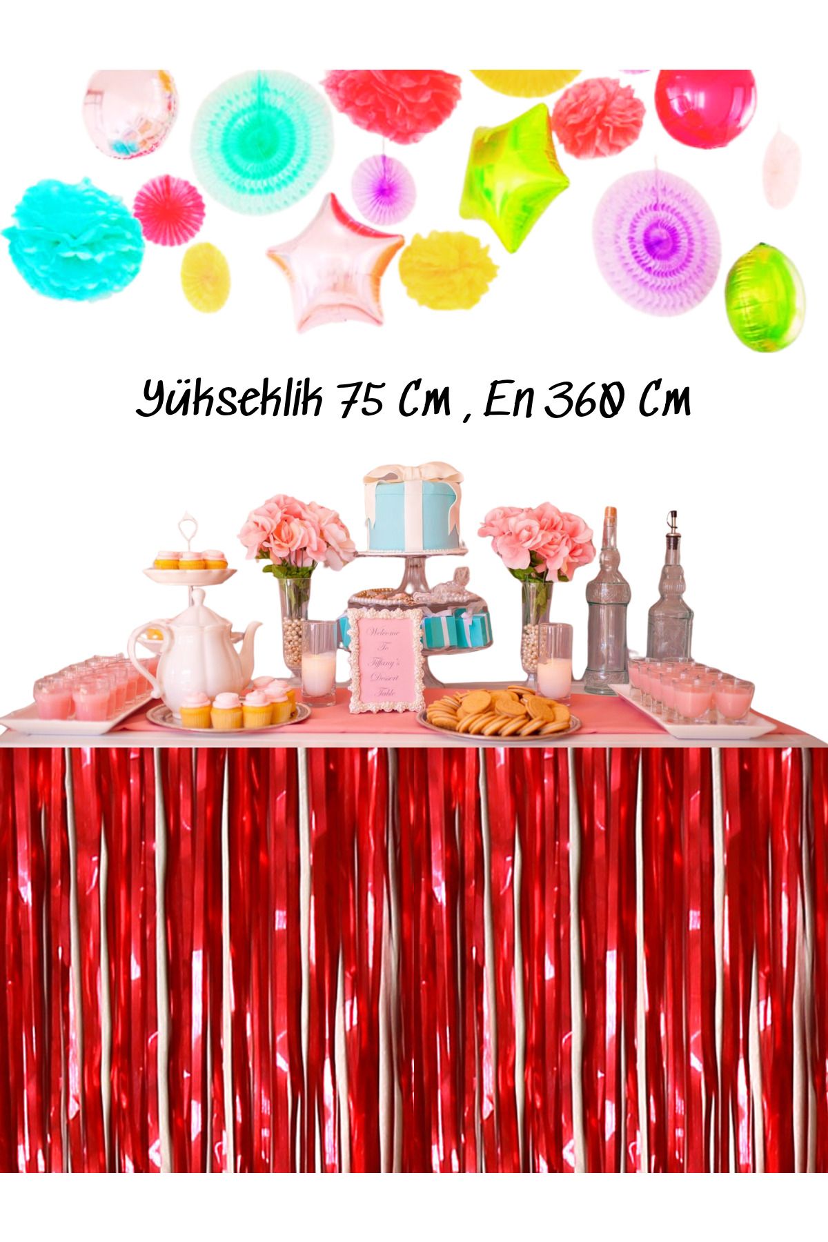 snowparty Metalize Masa Eteği Işıltılı Masa Eteği Doğum Günü Süsü