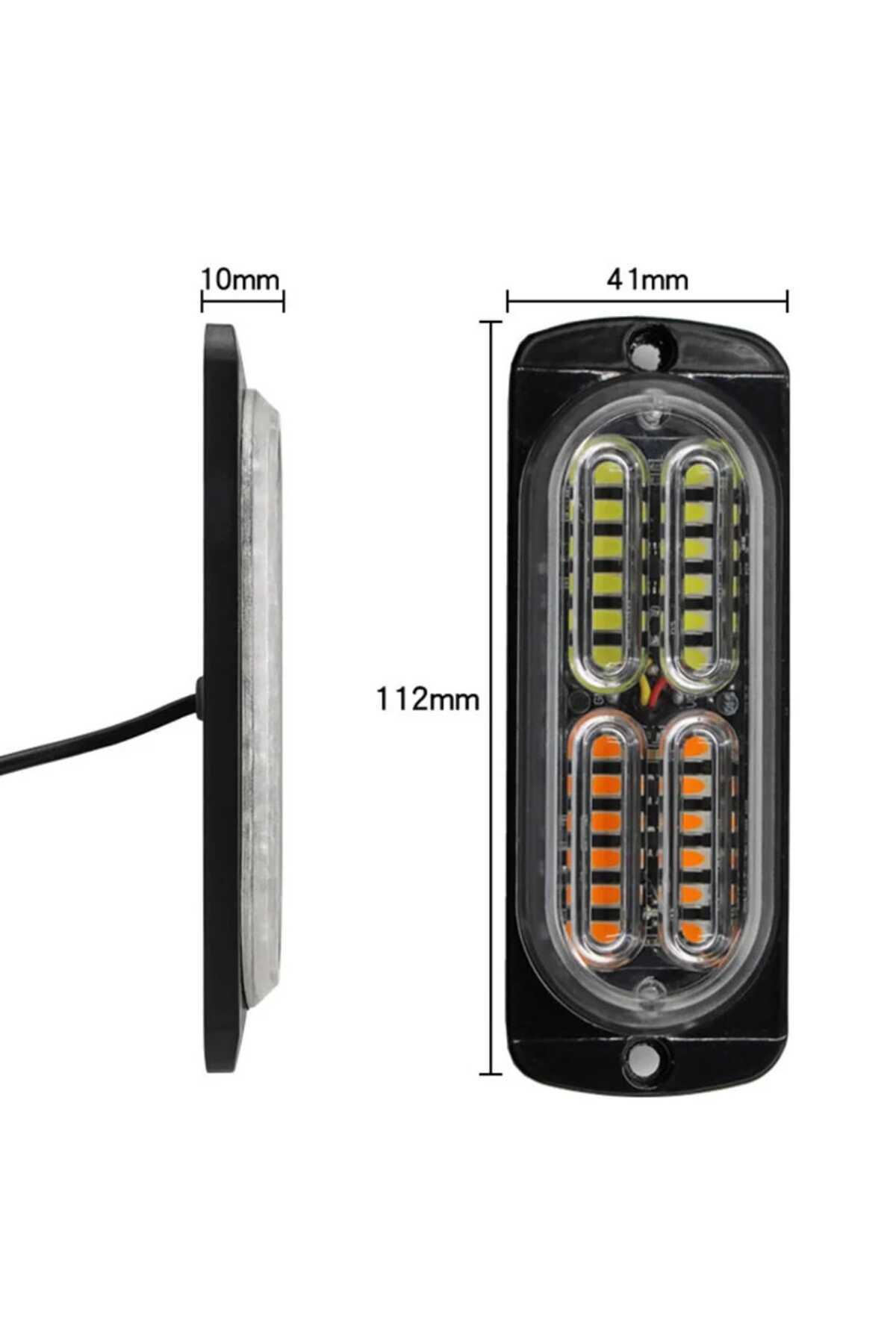 AUTOREY-Kit of 4 LED Strobe Warning Lights for Grille Centralized Control 8 Lighting Modes 12V-24V 7