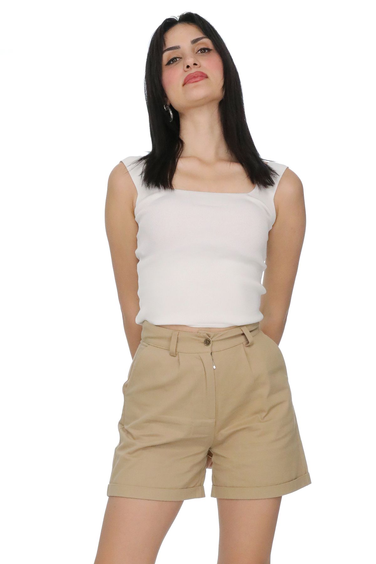 lemontpiel Slim Fit Duble Paça Gabardin Şort %100 Pamuk