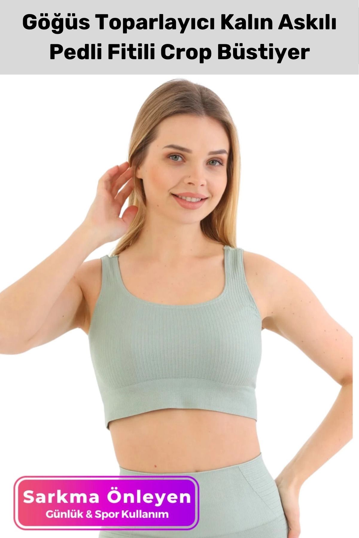PeraNova Premium Göğüs Toparlayıcı Sarkma Önleyen Spor Günlük Kalın Askılı Pedli Fitilli Crop Büstiyer