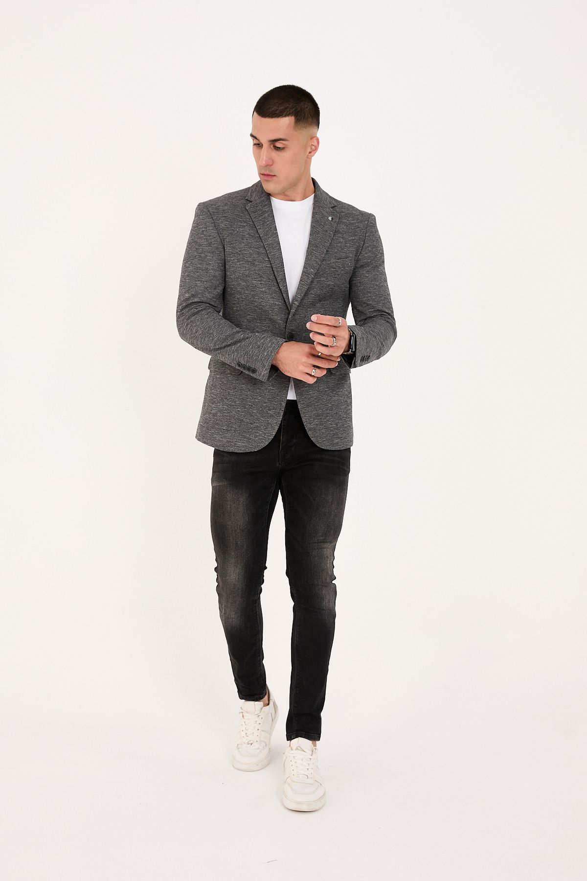 LEBS Likralı Örme Kumaş Slim Fit Erkek ceket