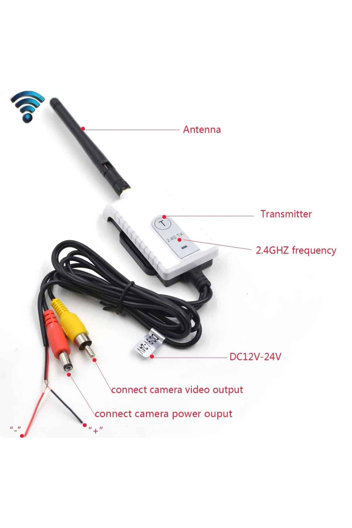 AUTOREY-2.4GHz Wireless Transmitter and Receiver Kit for Rear View Camera RCA Compatible Module 12V-24V 4