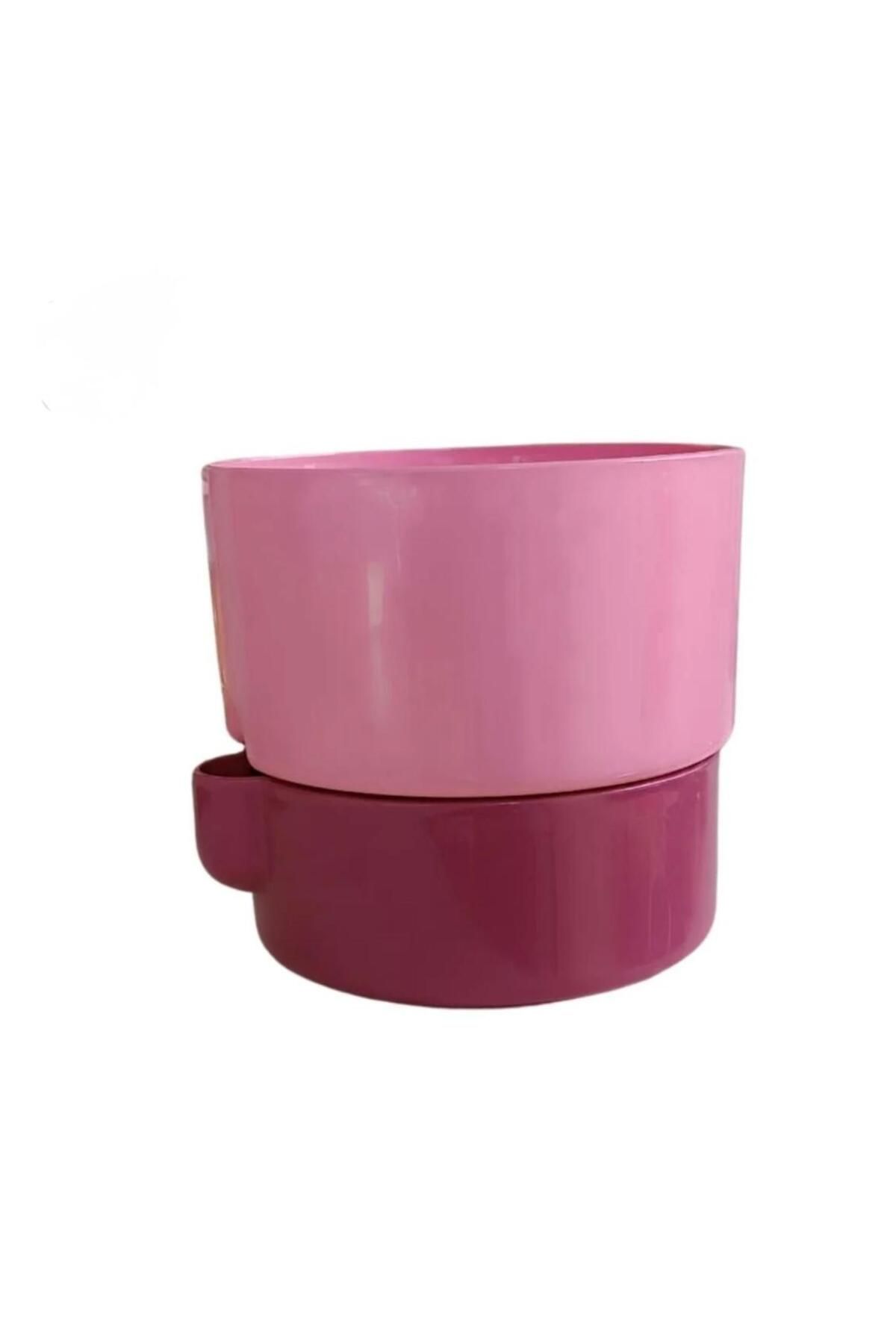 Est Home 2 Litre Dora Saksı Dekoratif Tabaklı Çiçek Kaktüs Saksısı Parlak Plastik Saksı