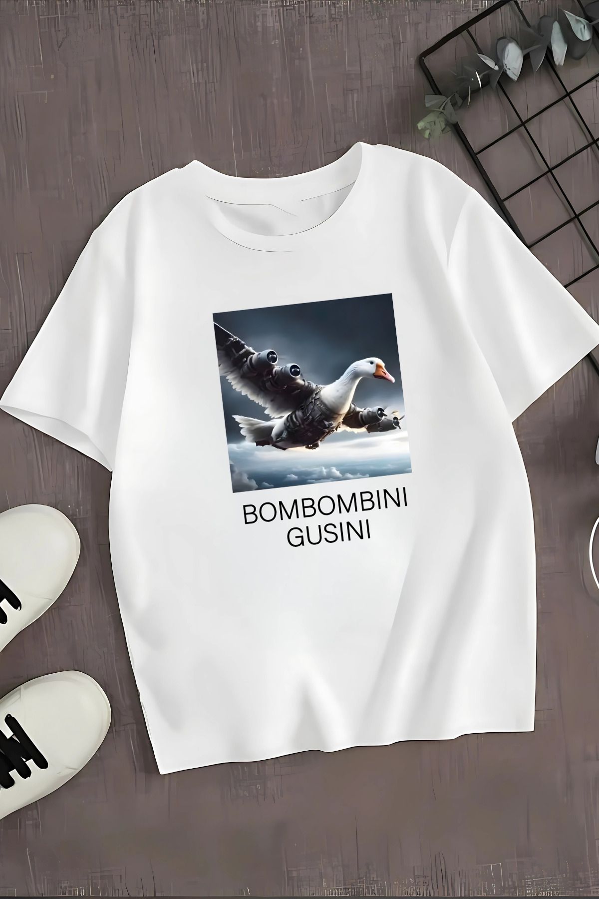 MECH BUTİK Bombombini Gusini Baskılı Siyah-Beyaz Kadın-Erkek Unisex Tişört T-Shirt
