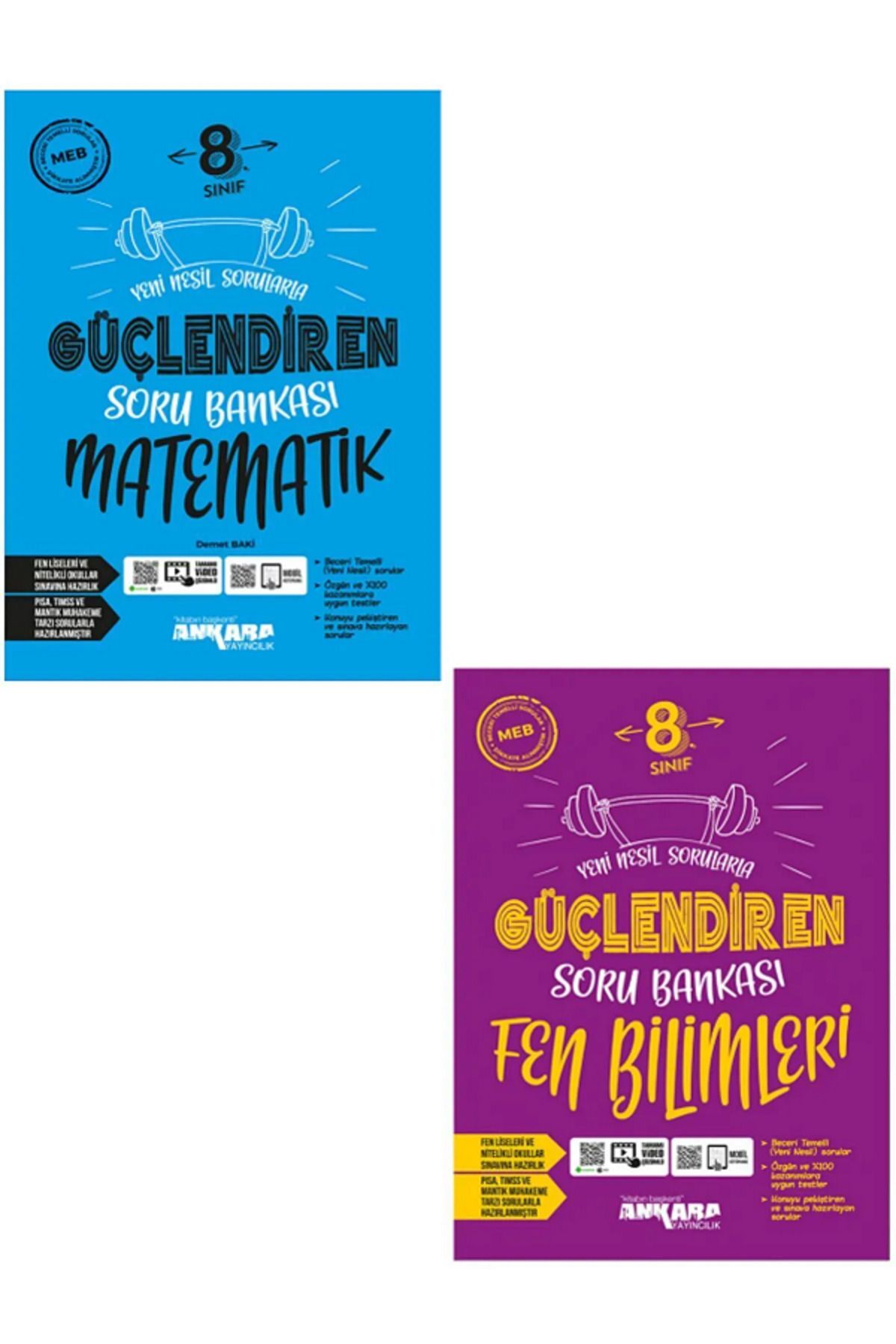 Evrensel İletişim Yayınları 8.Sınıf Ankara Güçlendiren Matematik + Fen Bilimleri Soru Bankası / Video Çözümlü - 2 KİTAP SET