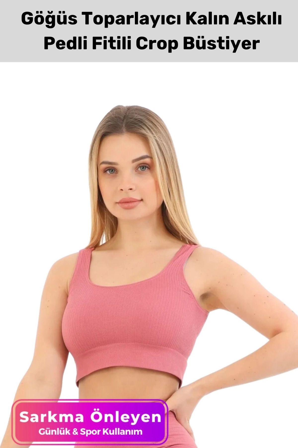 PeraNova Premium Göğüs Toparlayıcı Sarkma Önleyen Spor Günlük Kalın Askılı Pedli Fitilli Crop Büstiyer