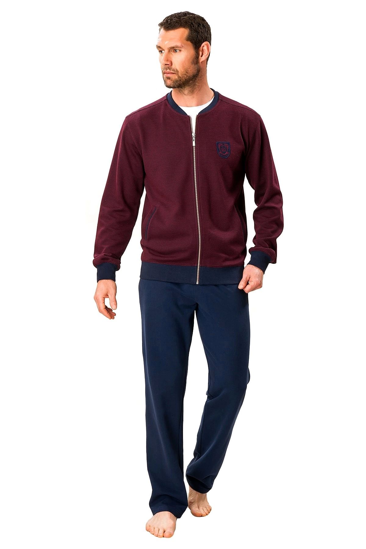 Modafiks D'S Damat 01501 Waffle Erkek Eşofman Takımı - Bordo - XL