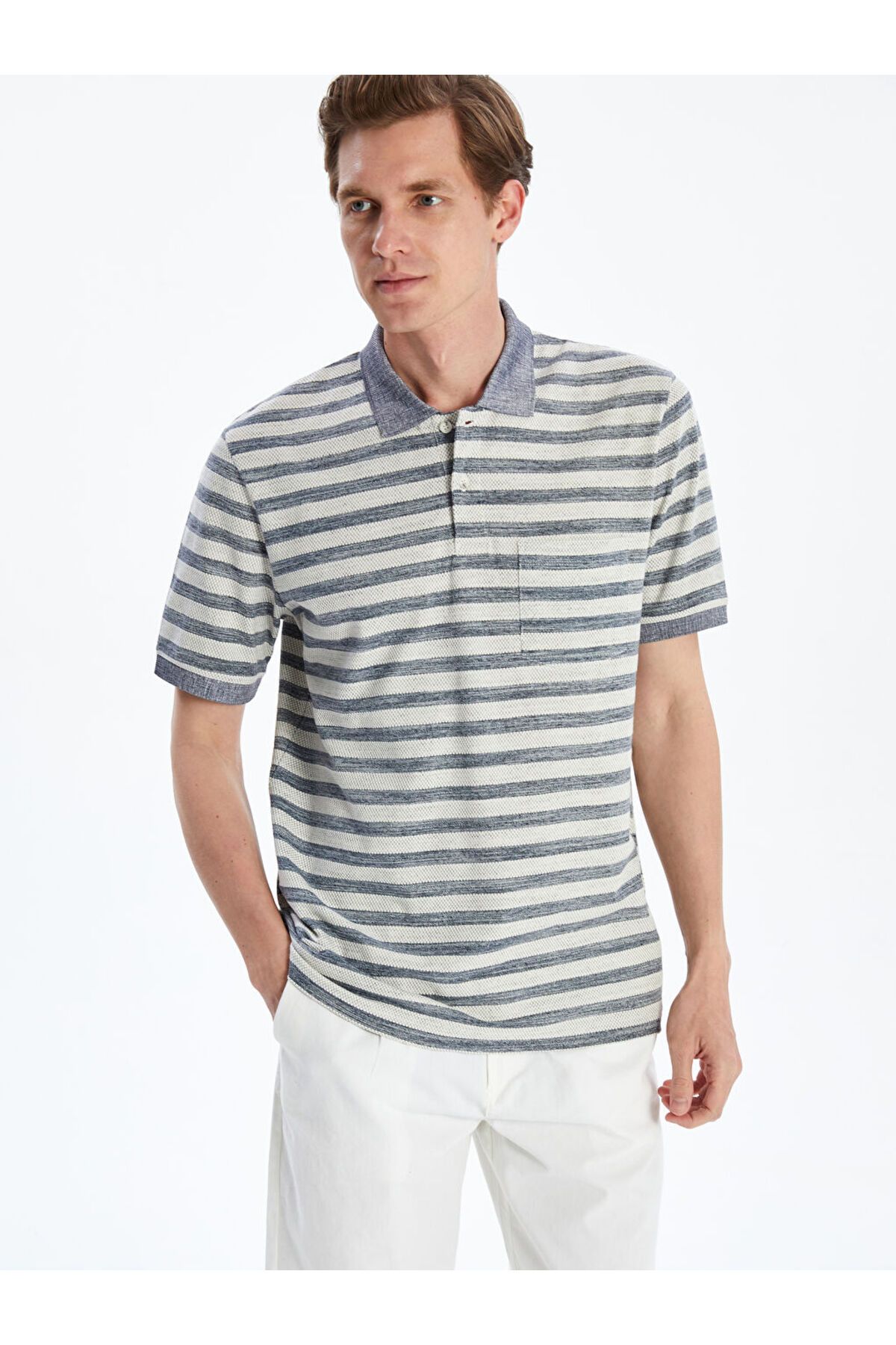 LC Waikiki Yeni Sezon Polo Yaka Cizgili Erkek Tisort - S5QD04Z8