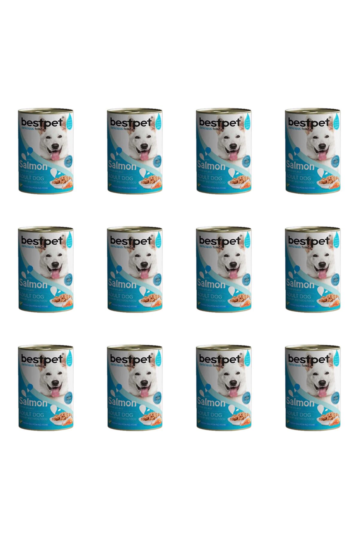 Bestpet Somonlu Konserve Yetişkin Köpek Maması 400 Gr (12 Adet)