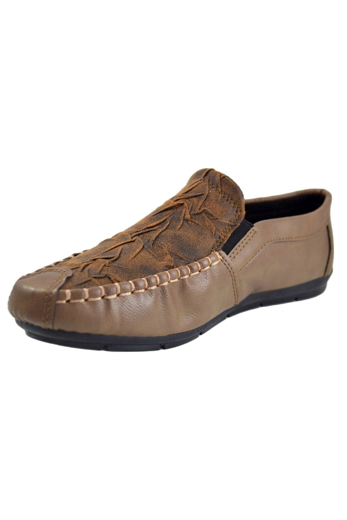 THEICONIC-Men's loafers, brown, ribbed pattern and zipper - Corner 4