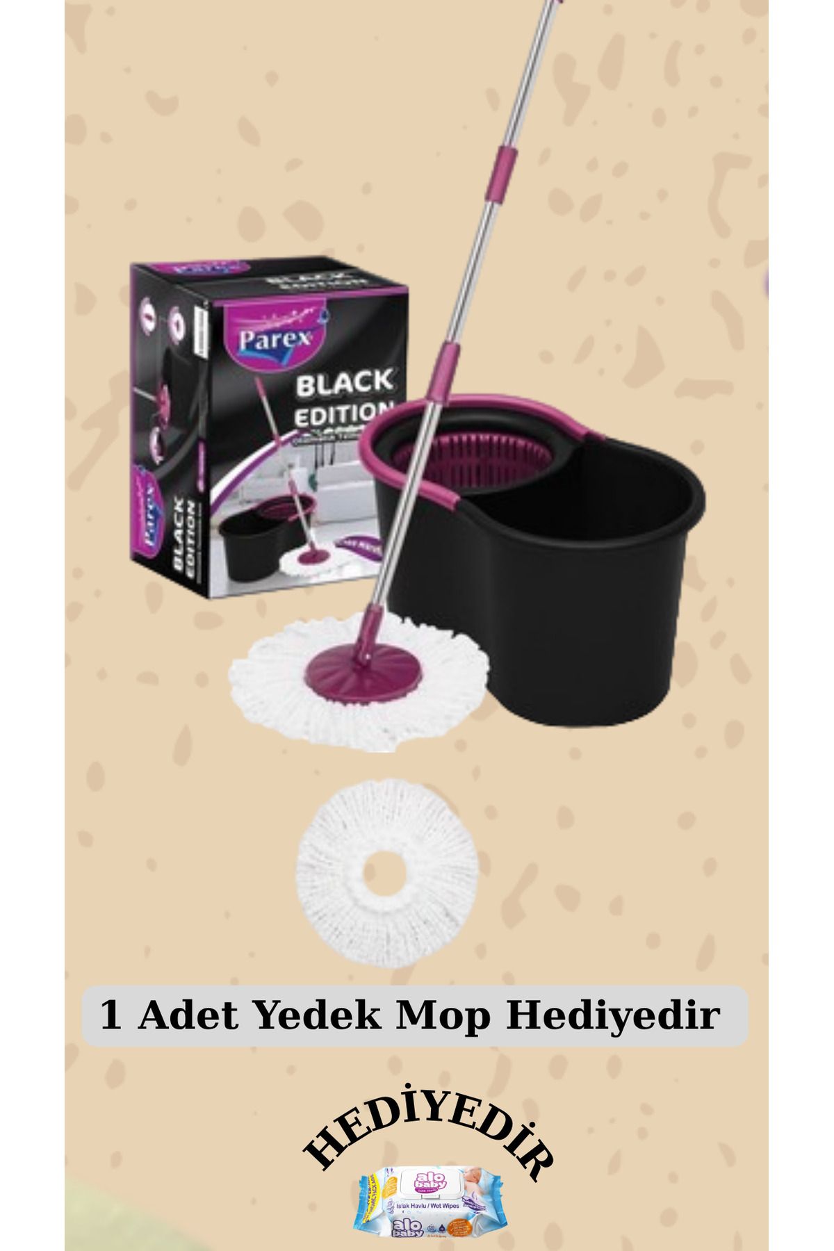 FOREVERSTORS Parex Black Edition Temizlik Seti 1 Adet Yedek Mop HEDİYELİ