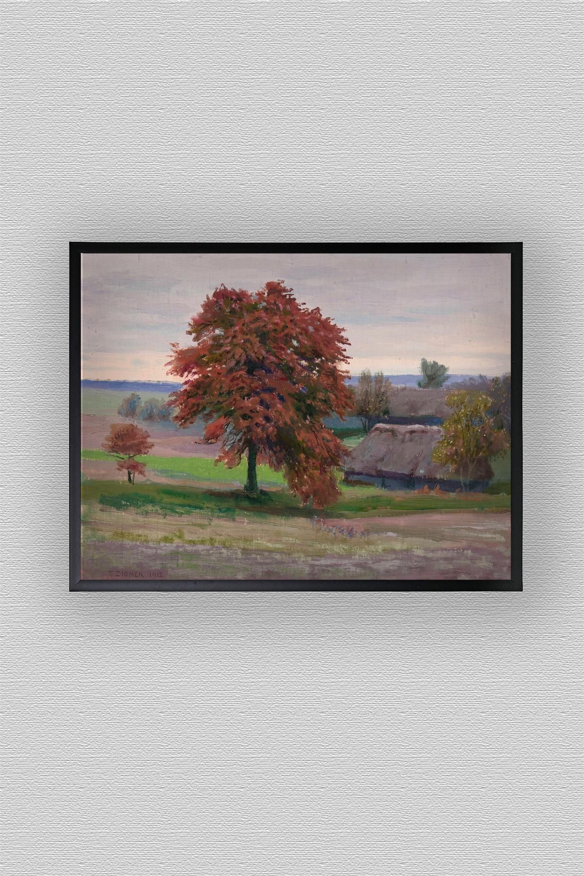 WoodyArts Sonbahar ve Ev - Siyah Çerçeve