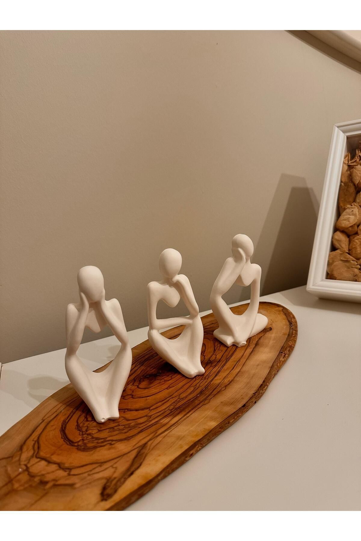 SerenityHaven 3 lü Modern Figür Seti Minimal Tasarım