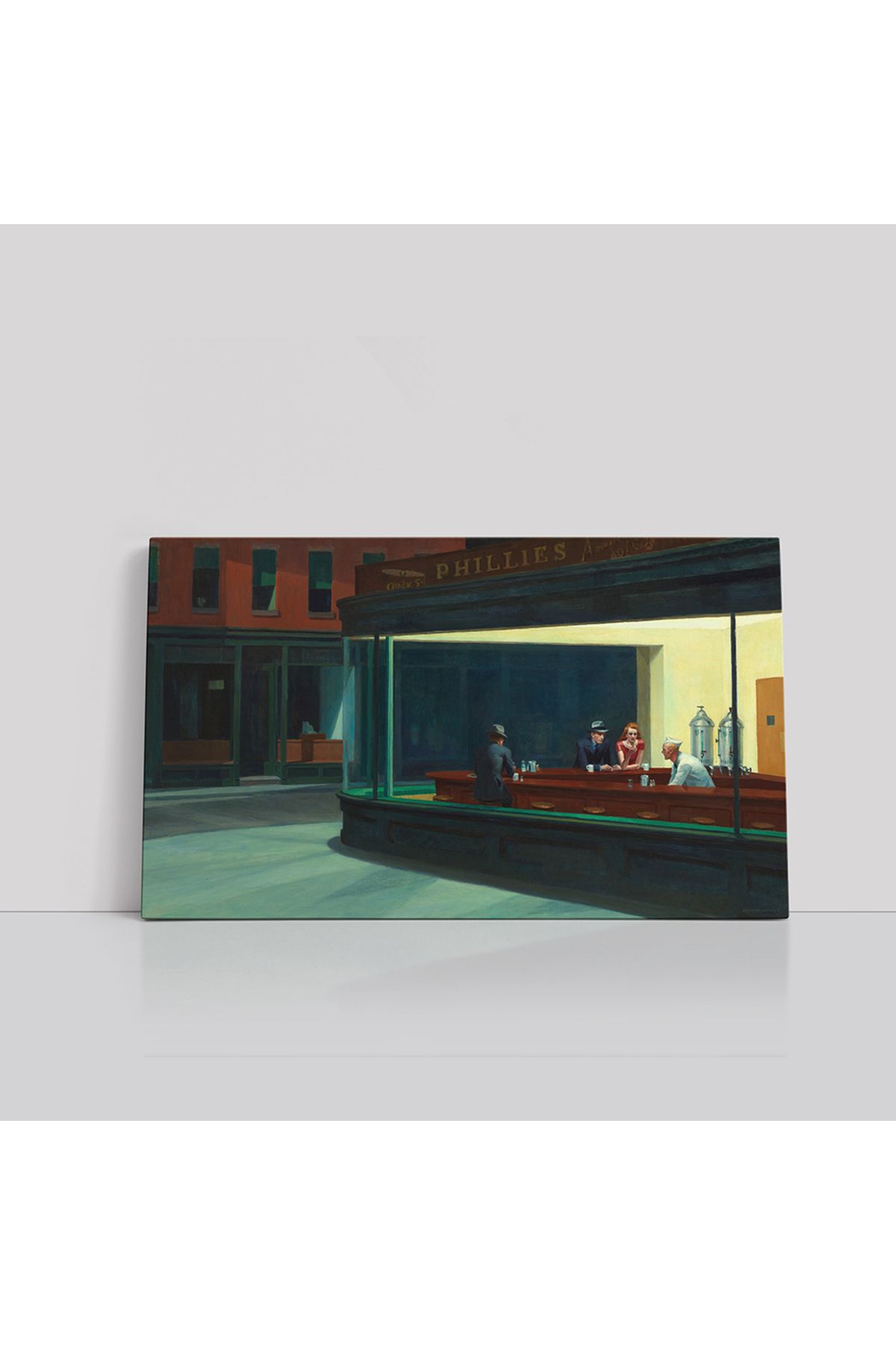 cestino darte Nighthawks - Şehir Yalnızlığının Sanatsal Yansıması (Kanvas Baskı) Tablo