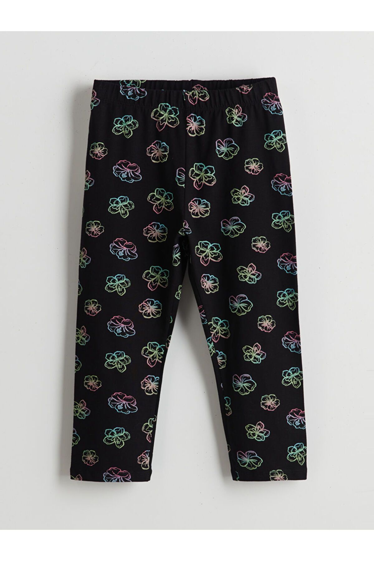 LC Waikiki Yeni Sezon Beli Lastikli Cicekli Kiz Cocuk 3/4 Boy Tayt - S5EI59Z4