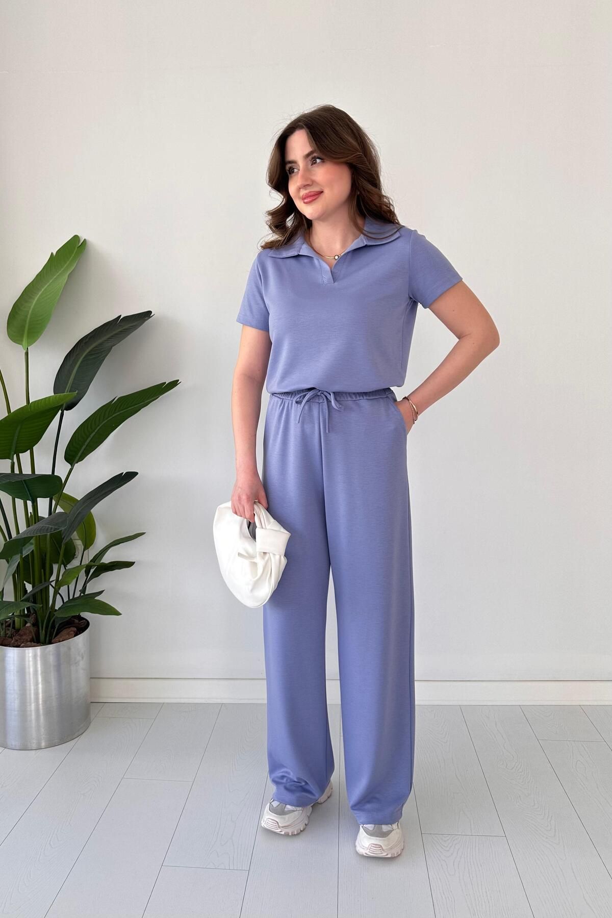 MaziButik Polo Yaka Modal Takım Lila