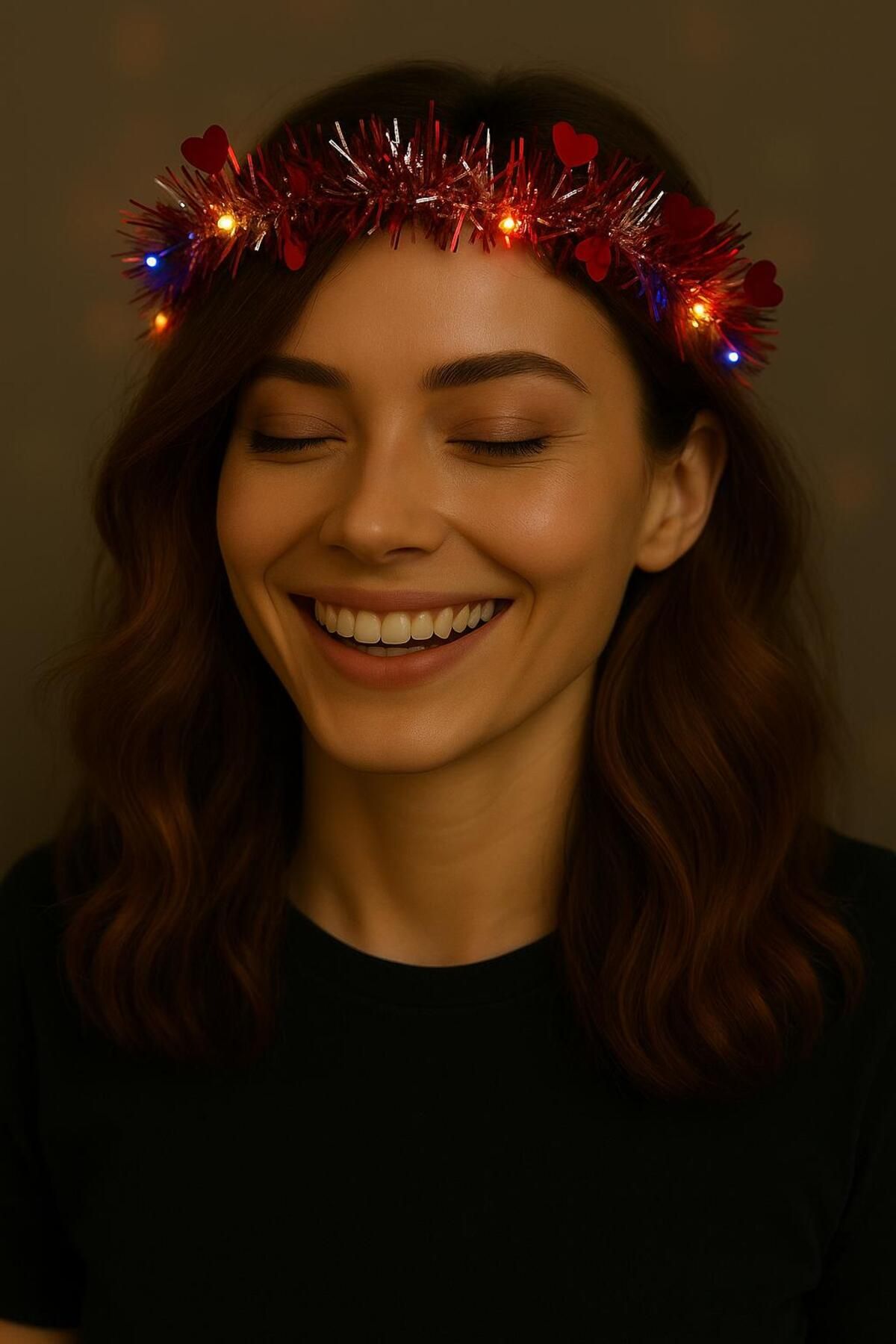 samur parti parti aksesuar & kostüm-Heart Tassel Night Glow 3 Modes Led Illuminated Crown Red Color 2