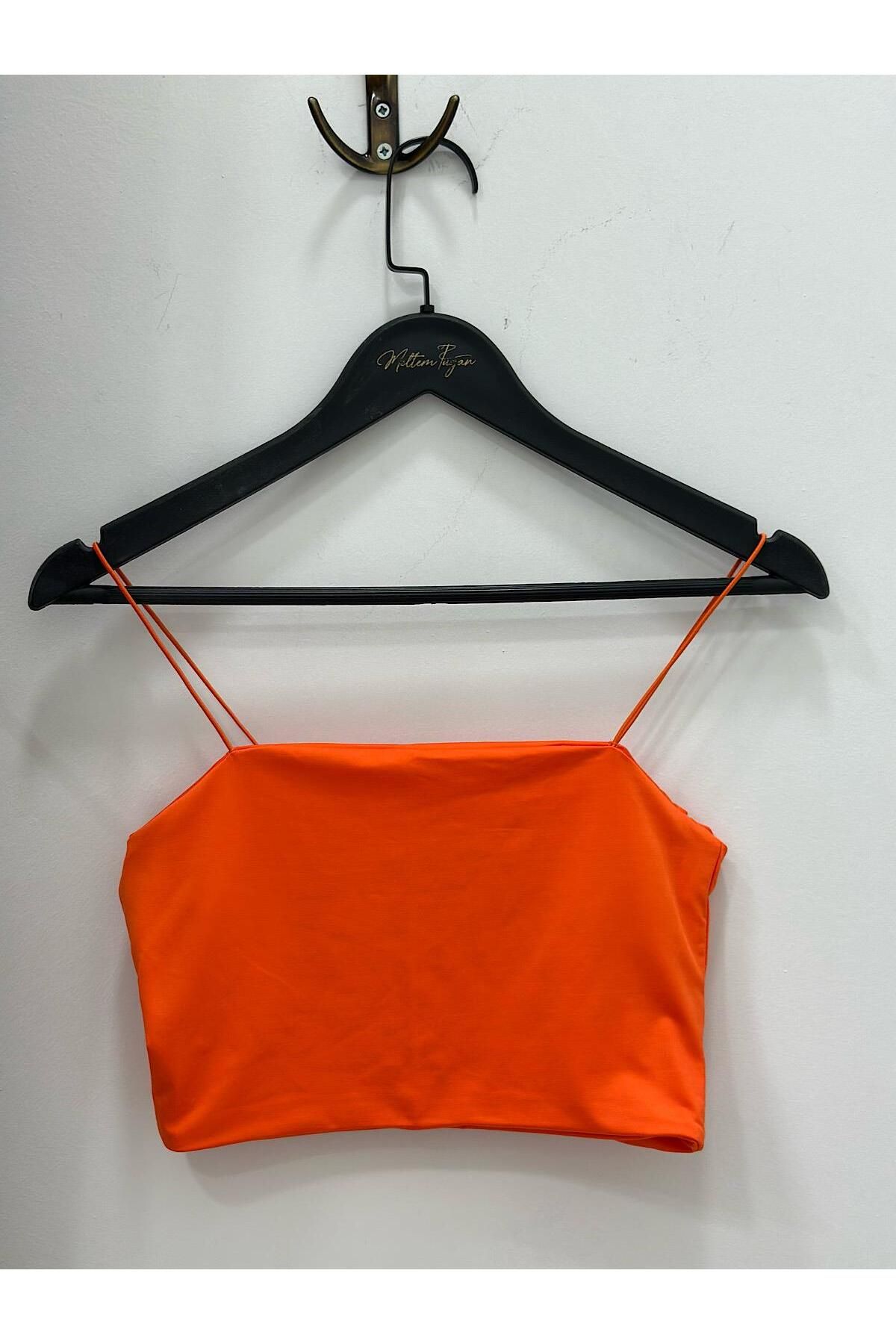 MELTEM TUĞAN Spagetti Askılı Crop ORANJ