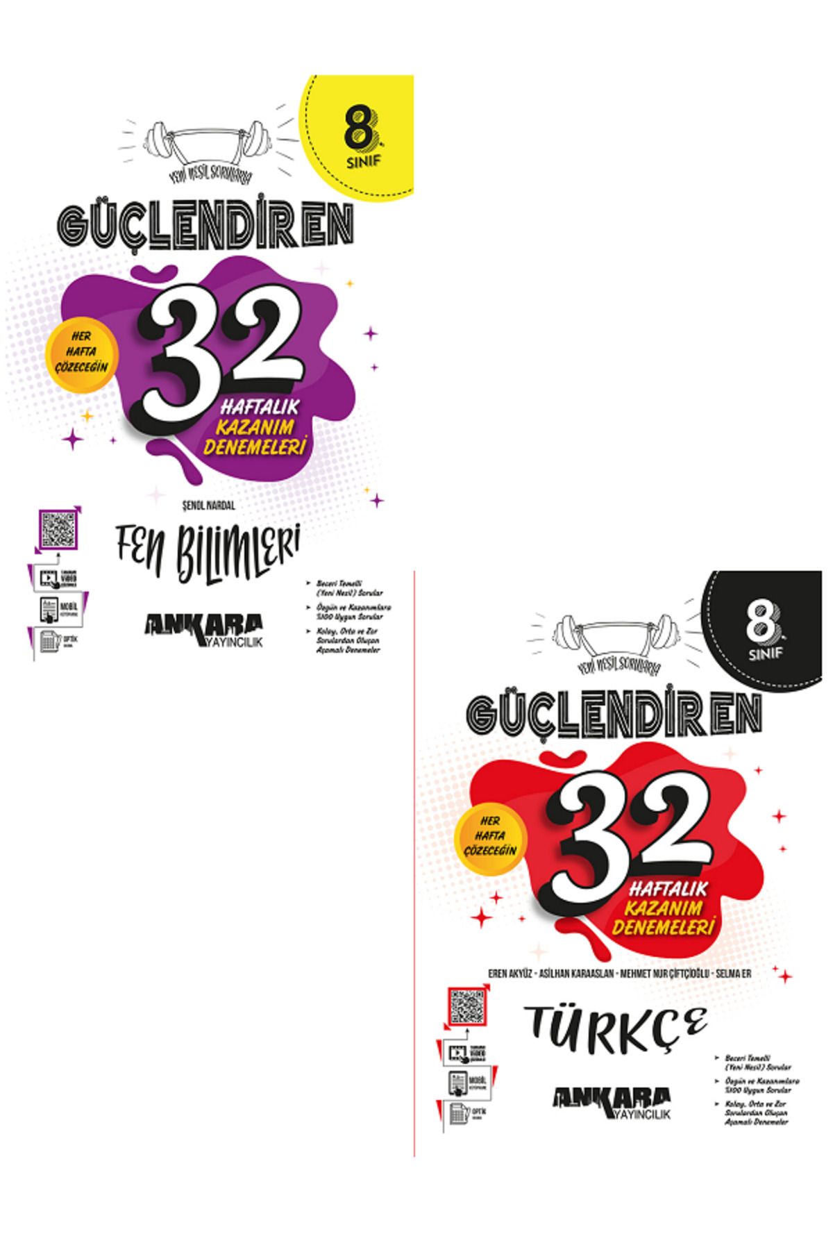 Evrensel İletişim Yayınları 8.Sınıf Ankara Güçlendiren Fen Bilimleri + Türkçe 32 Haftalık Kazanım Denemeleri / 2 KİTAP