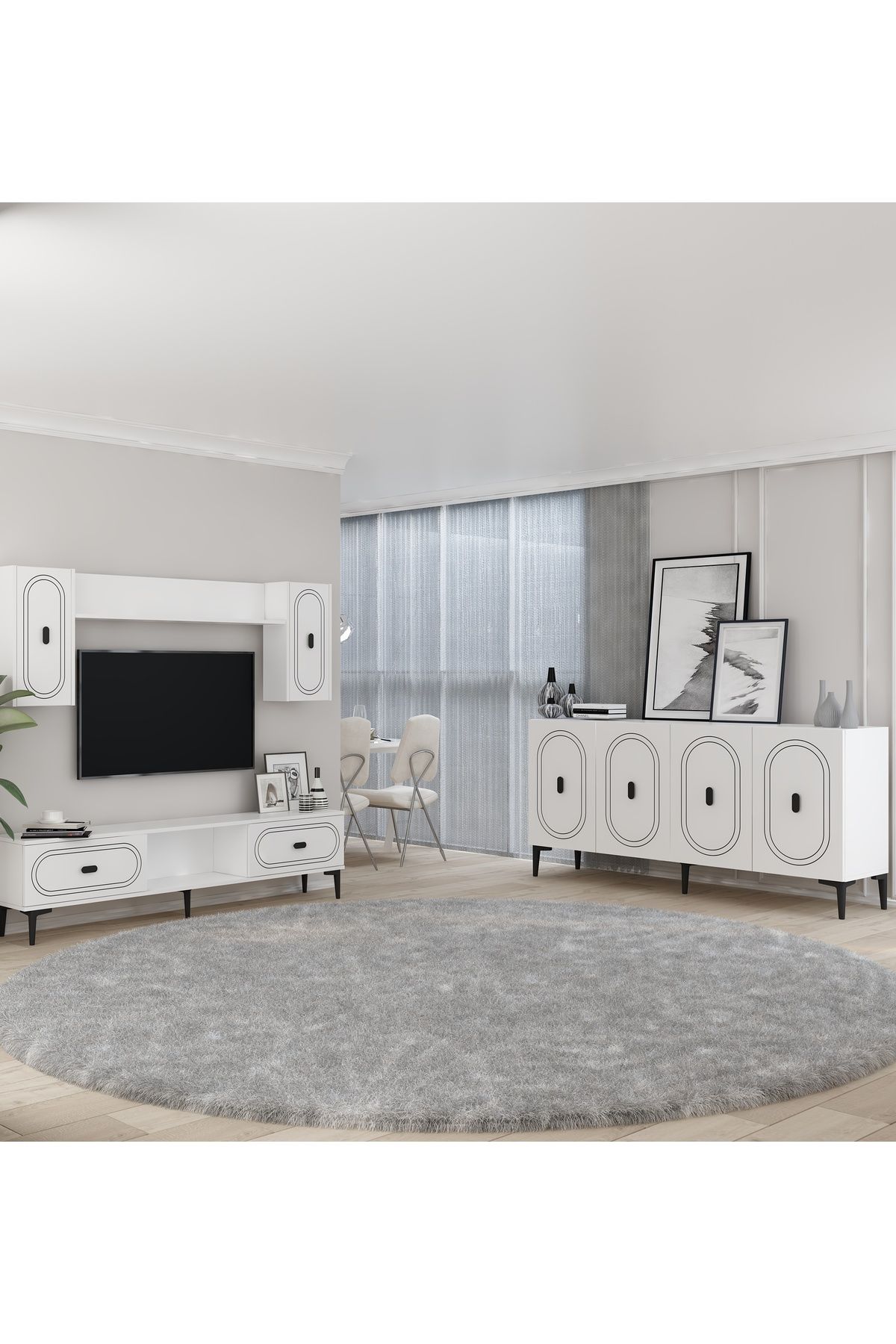 DemonteHome WENYDH KONSOL (KB150), TV ÜNİTESİ 2 Lİ SALON TAKIMI BEYAZ