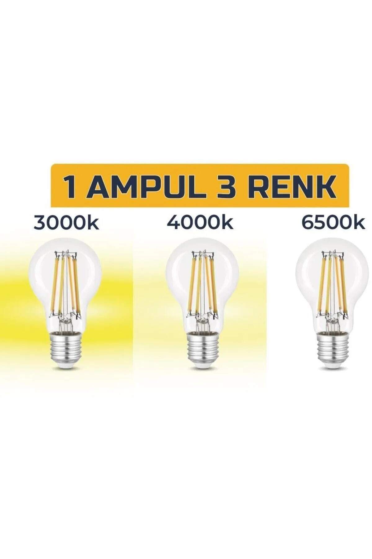 Heka 3 Renkli Led Filament Rustik Ampul 6w E27 A60