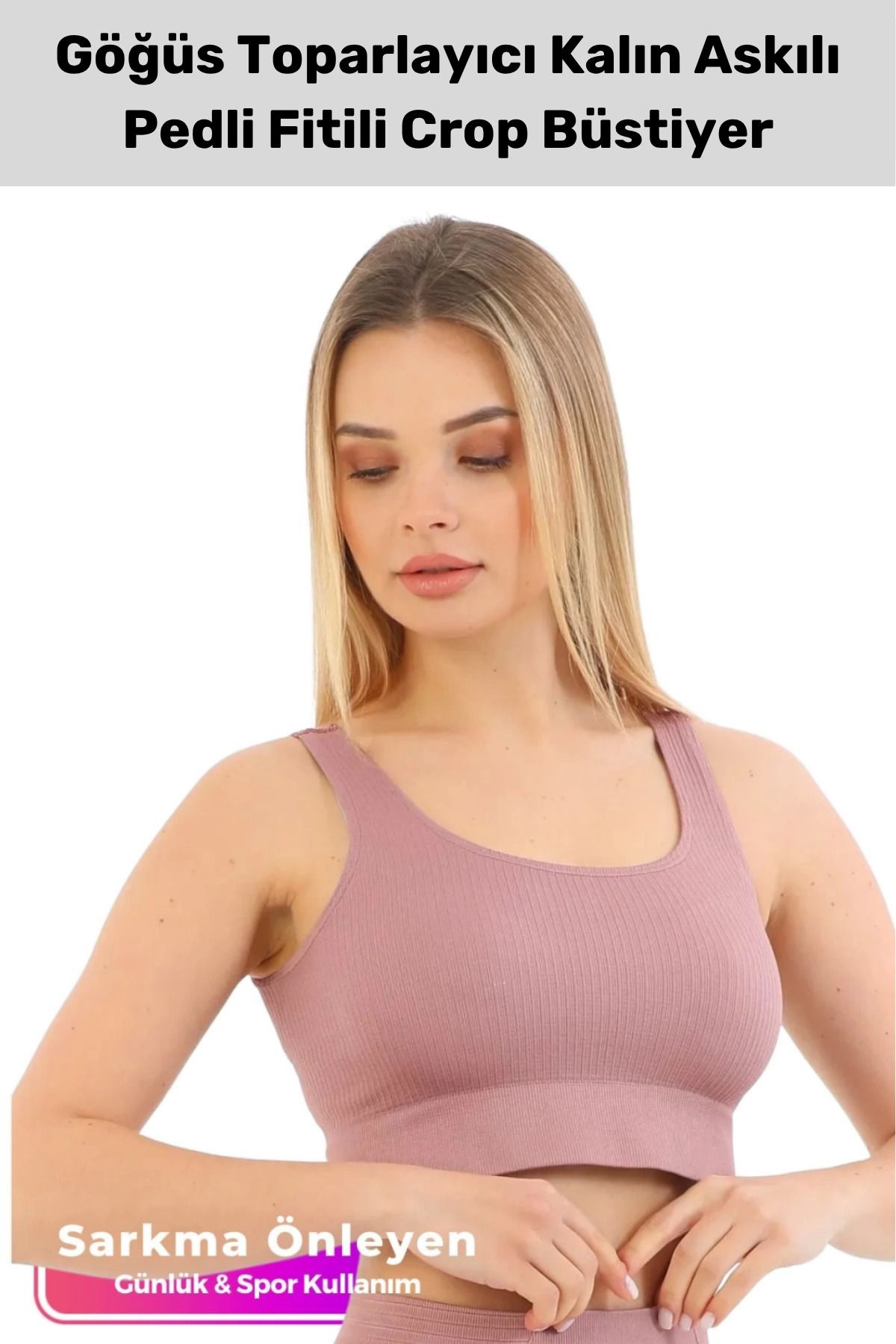 PeraNova Premium Göğüs Toparlayıcı Sarkma Önleyen Spor Günlük Kalın Askılı Pedli Fitilli Crop Büstiyer