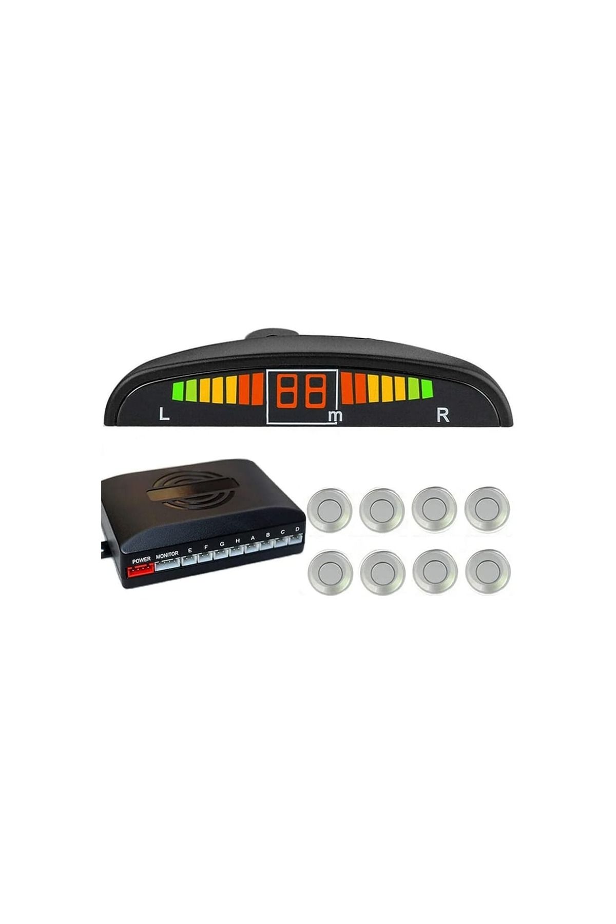 AUTOREY-Universal Front Rear Parking Sensor Kit with Display and Sound Warning 8 Sensors Gray (Silver) 4